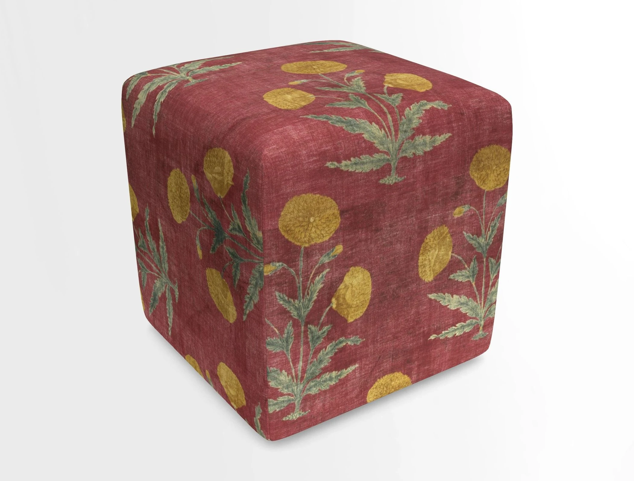 Cube Footstool in Peruvian homespun fabric