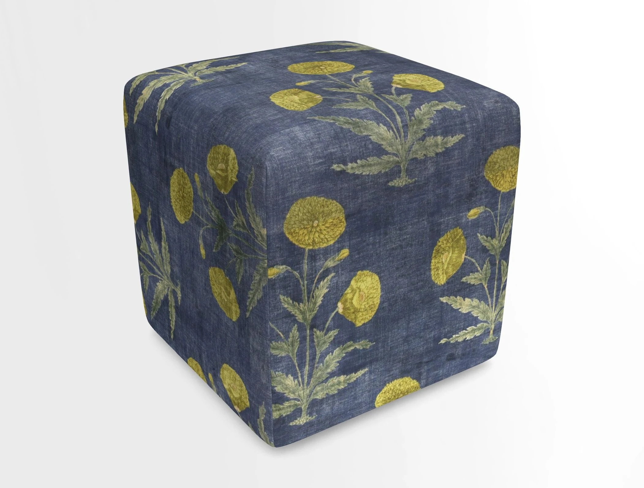 Cube Footstool in Peruvian homespun fabric