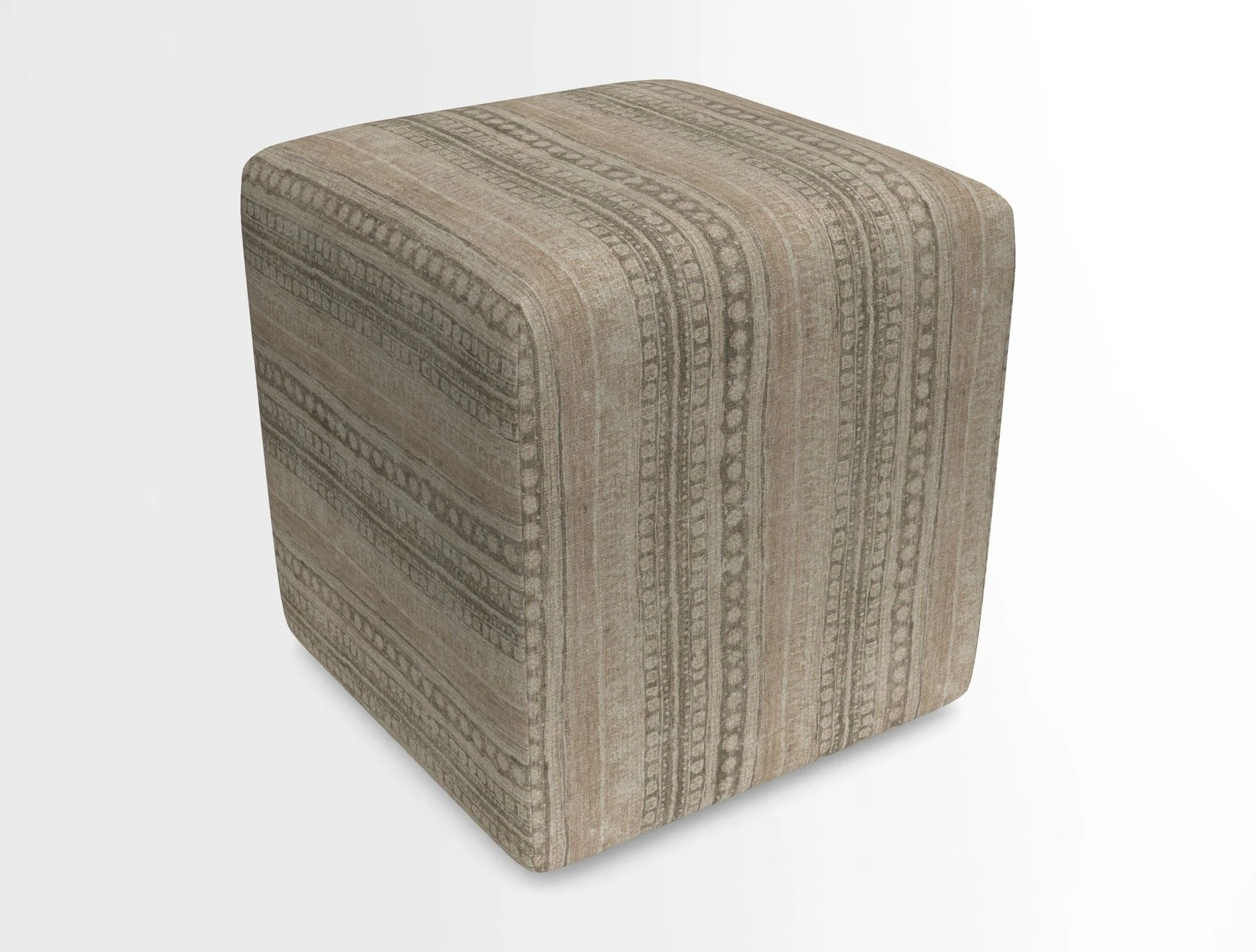Cube Footstool in Peruvian homespun fabric