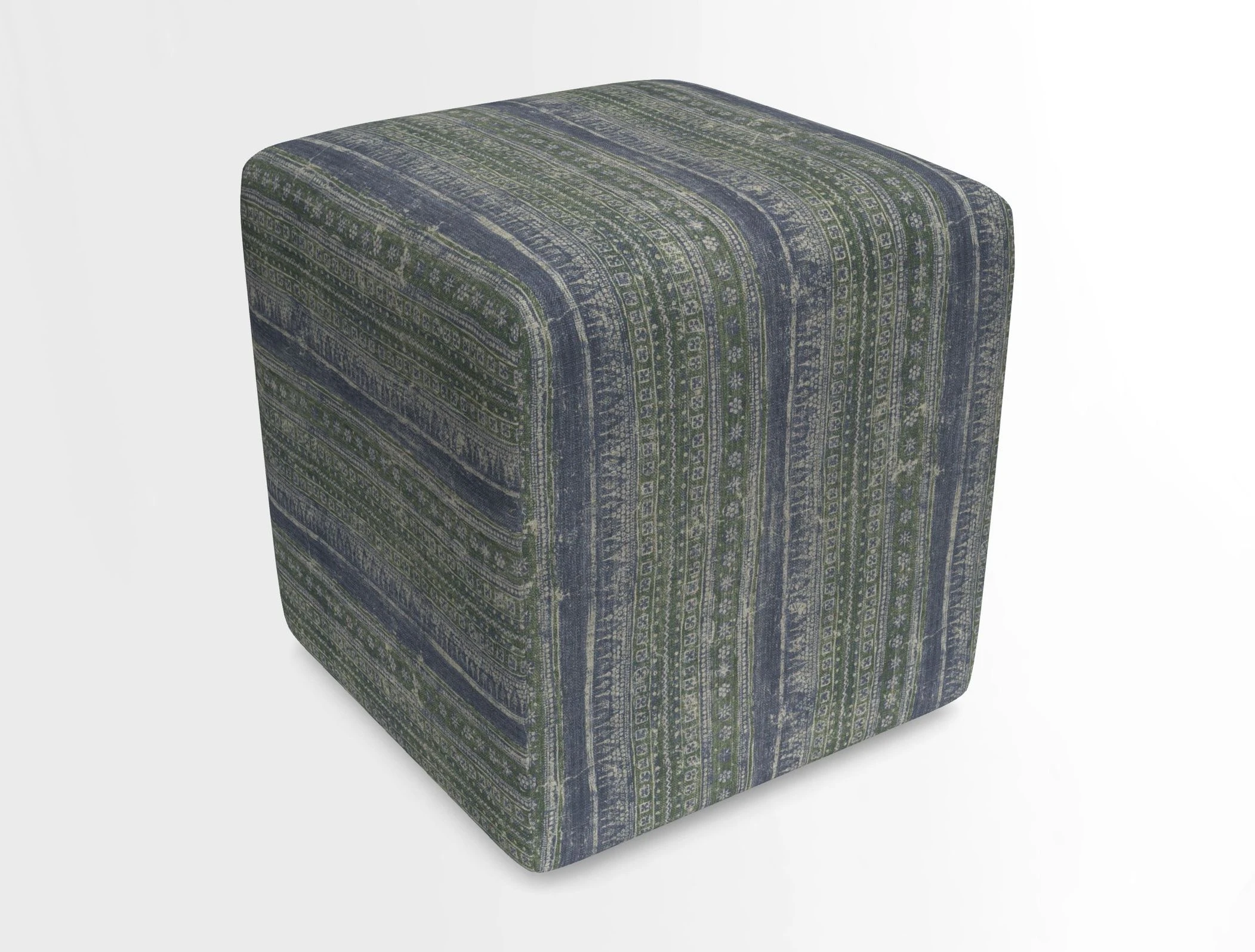 Cube Footstool in Peruvian homespun fabric