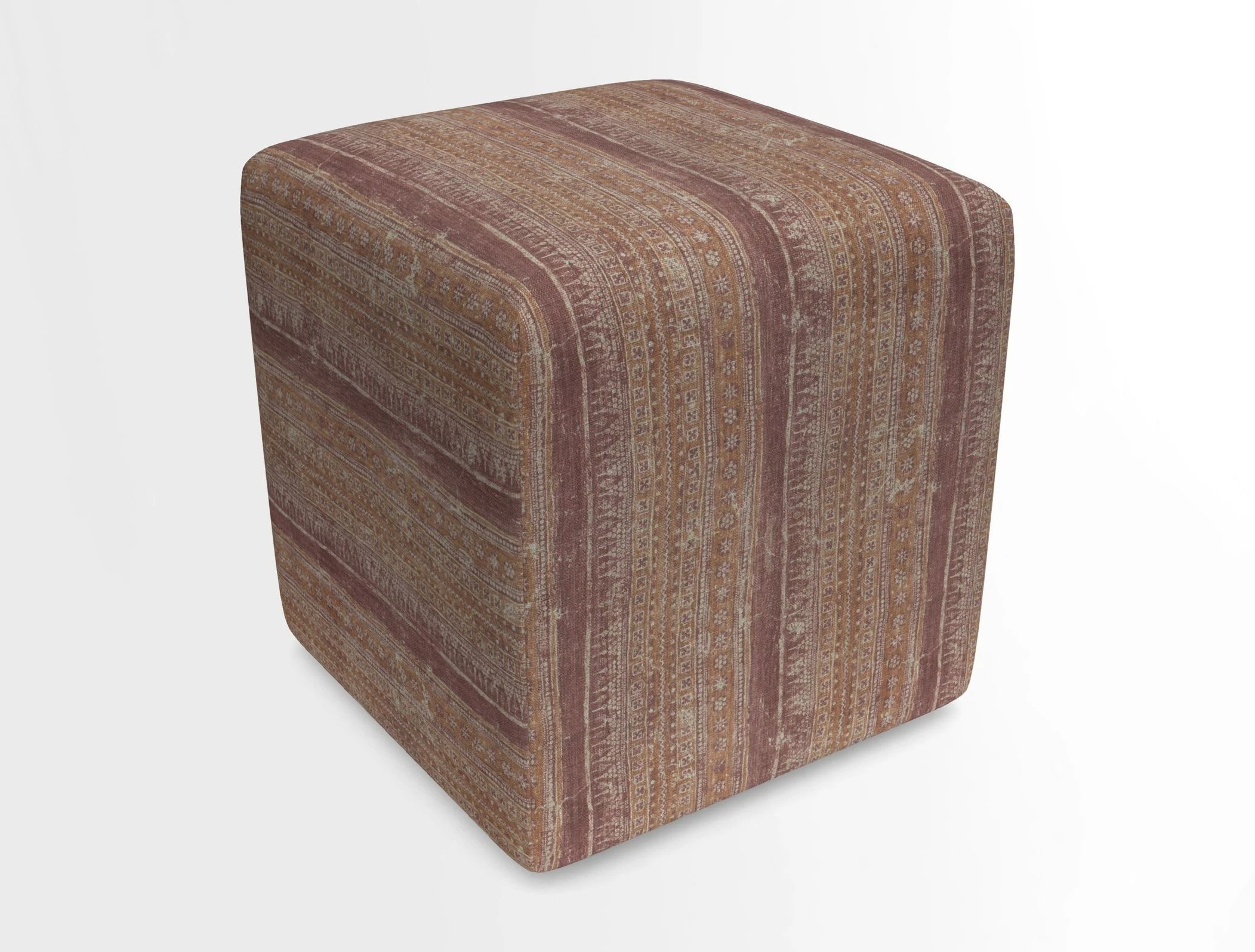 Cube Footstool in Peruvian homespun fabric