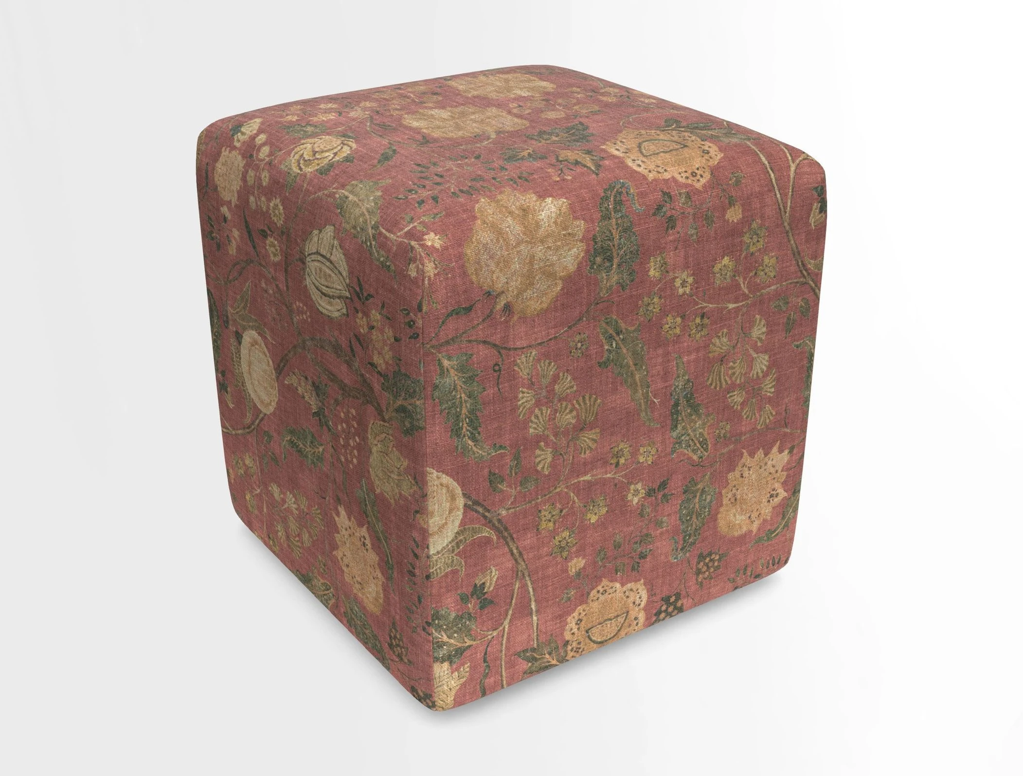 Cube Footstool in Peruvian homespun fabric