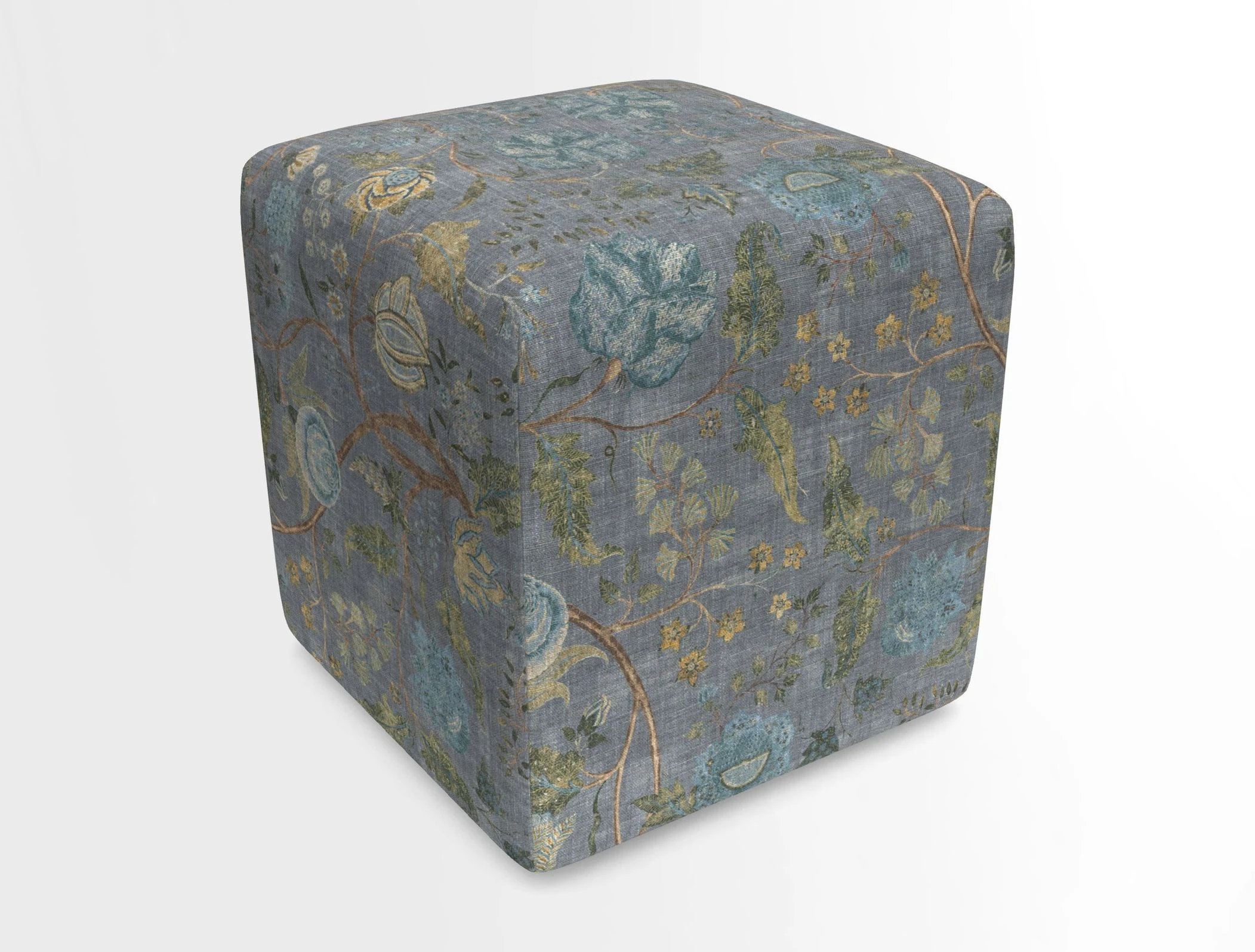 Cube Footstool in Peruvian homespun fabric