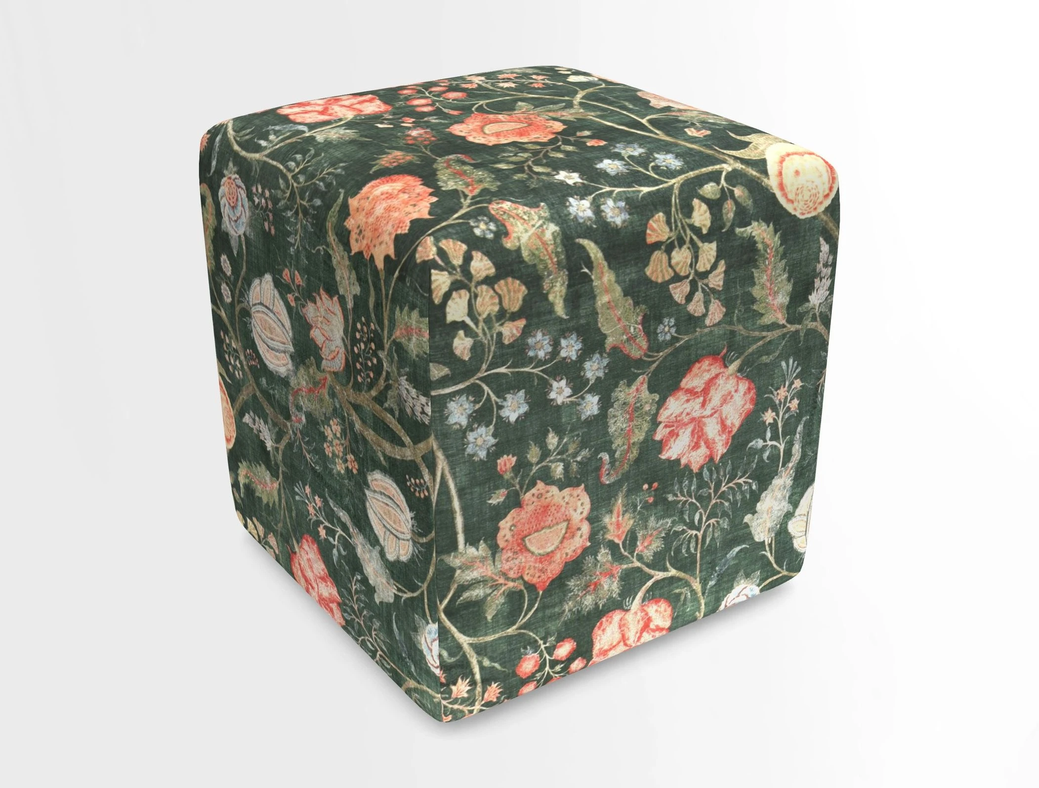 Cube Footstool in Peruvian homespun fabric