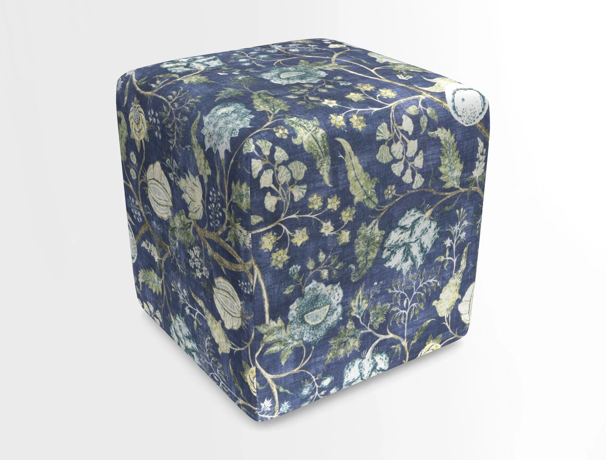 Cube Footstool in Peruvian homespun fabric