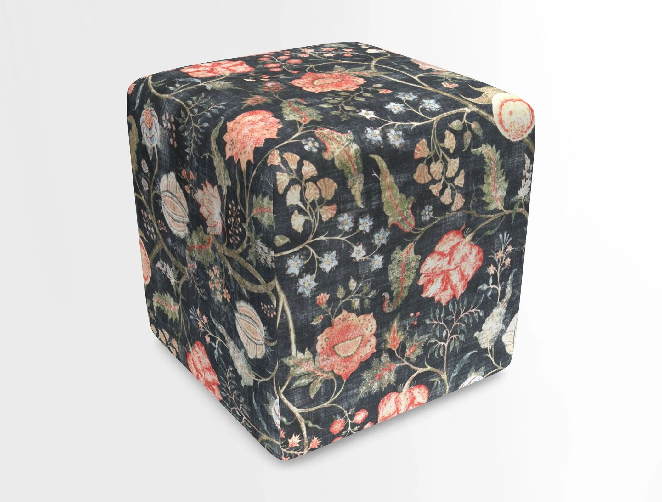 Cube Footstool in Peruvian homespun fabric