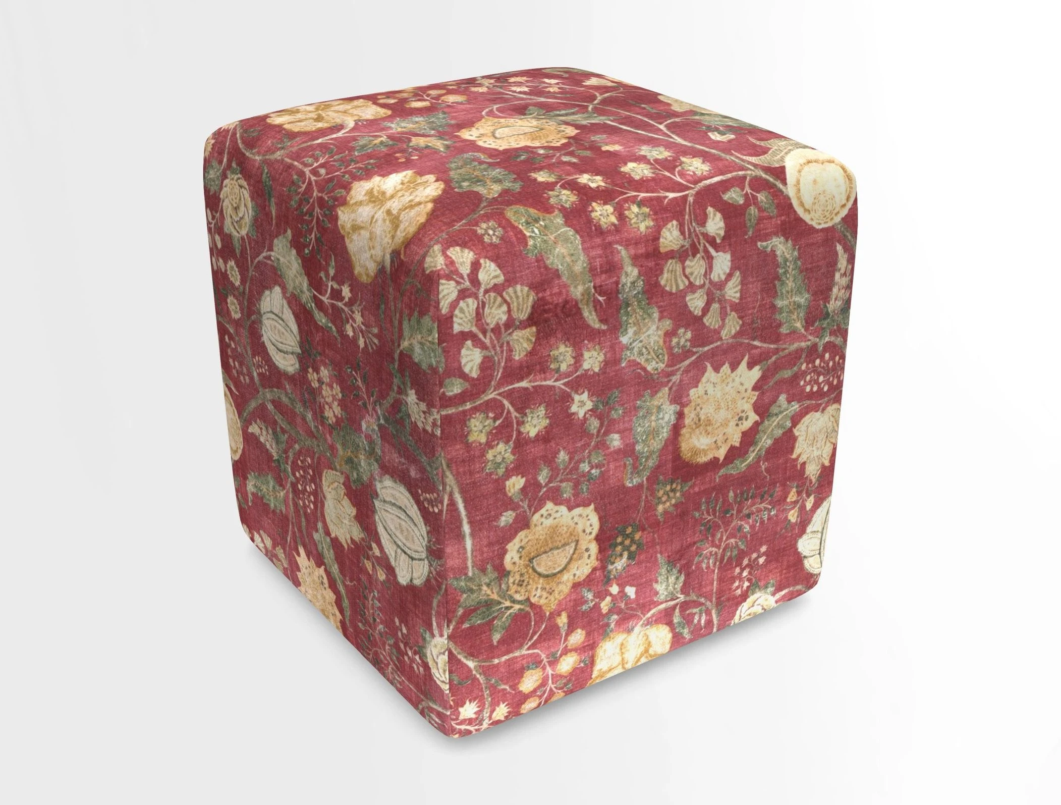 Cube Footstool in Peruvian homespun fabric