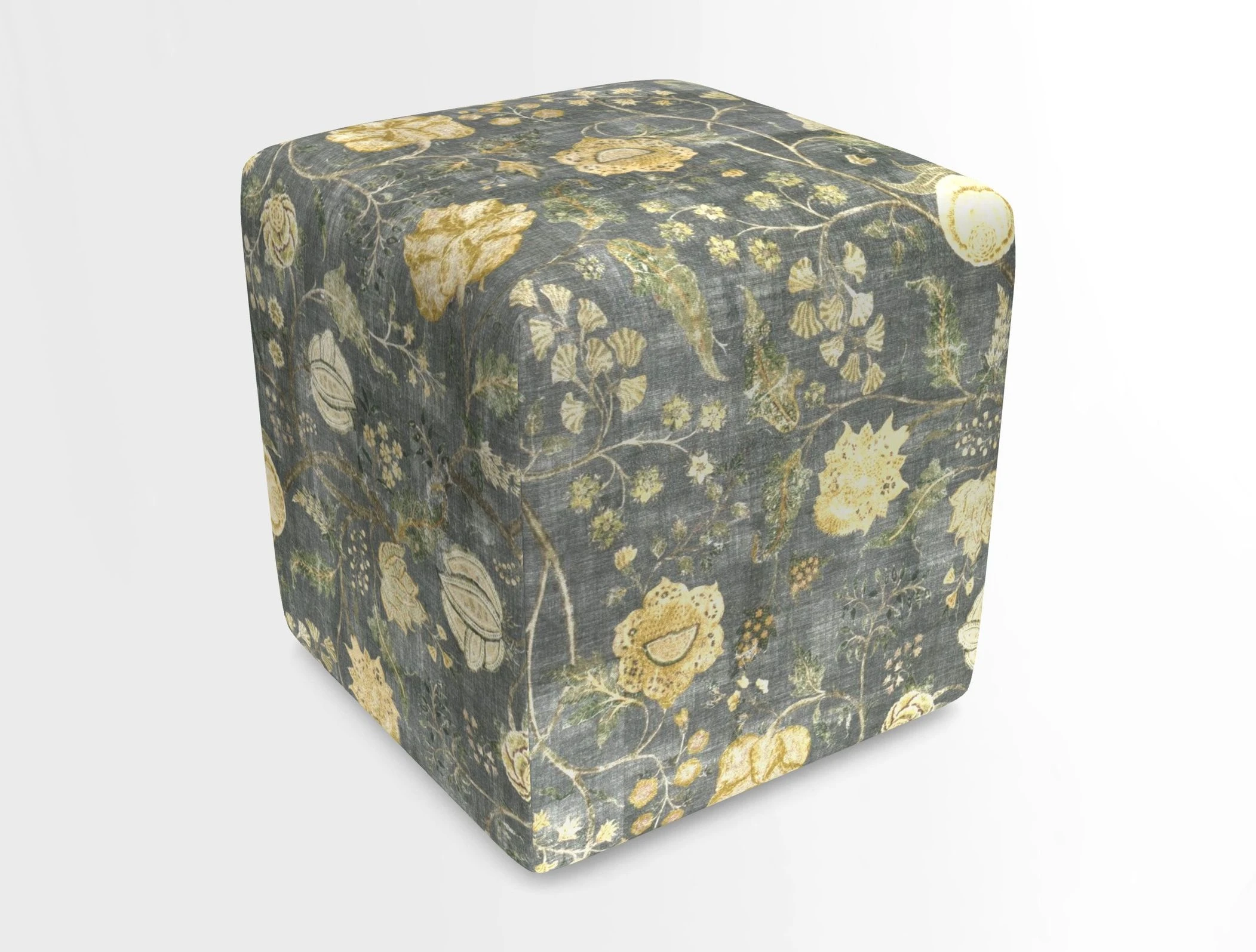 Cube Footstool in Peruvian homespun fabric
