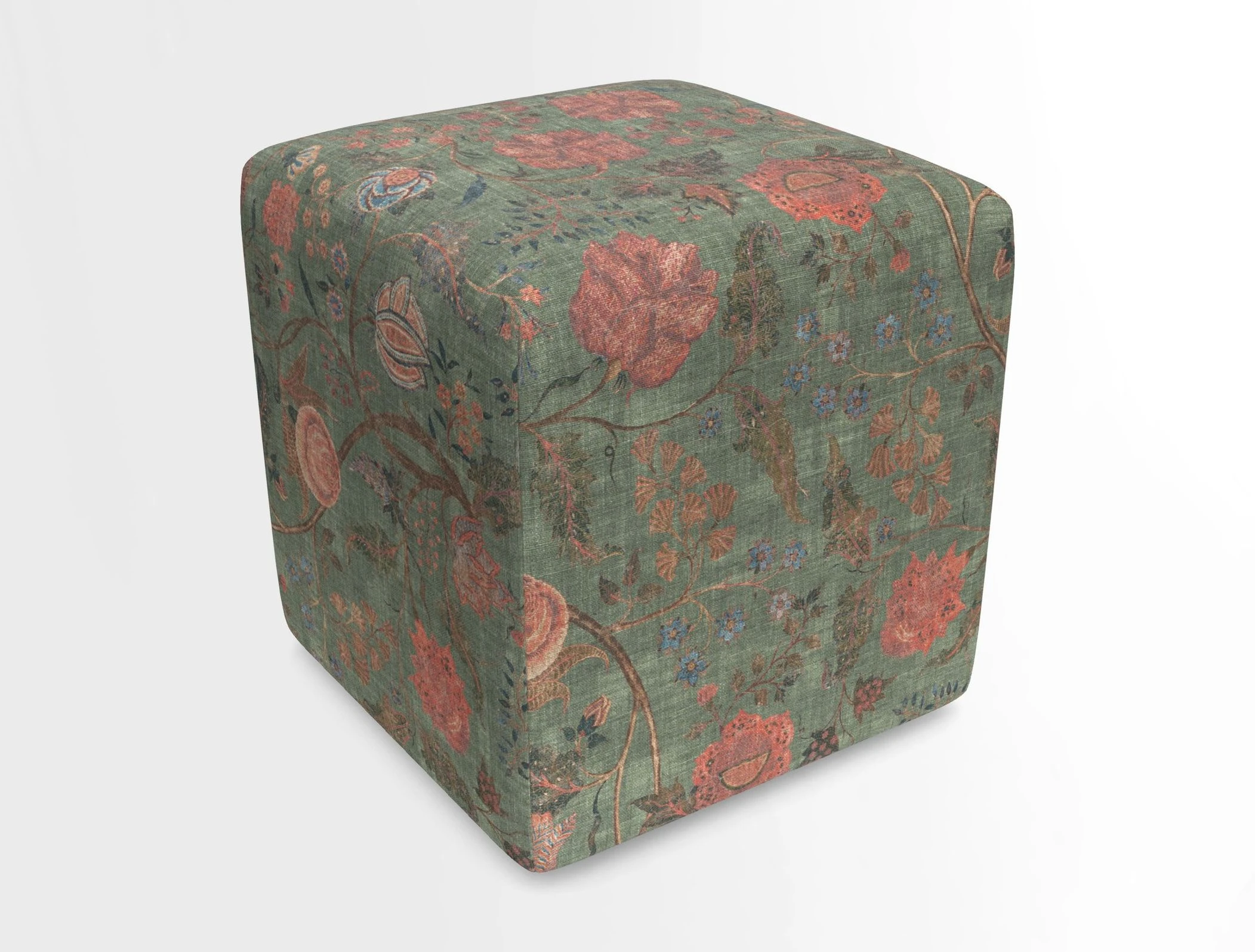 Cube Footstool in Peruvian homespun fabric