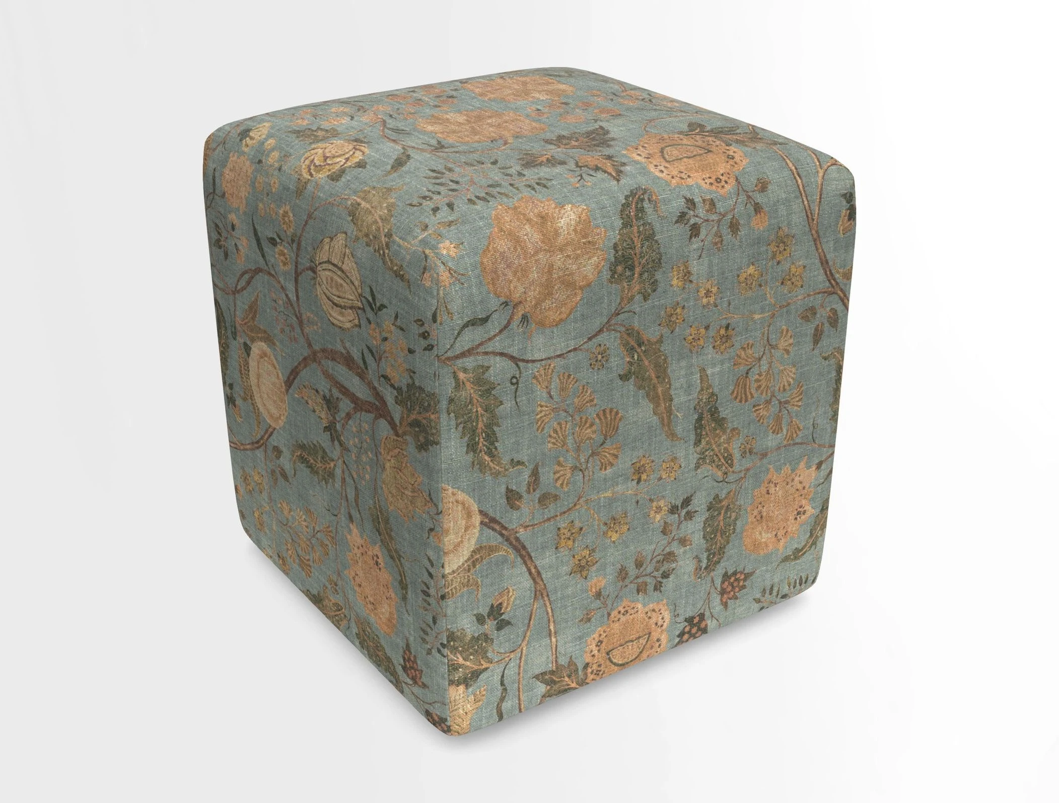 Cube Footstool in Peruvian homespun fabric
