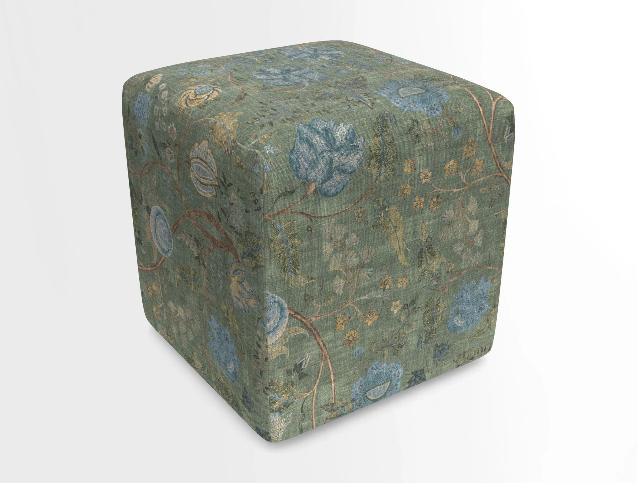 Cube Footstool in Peruvian homespun fabric