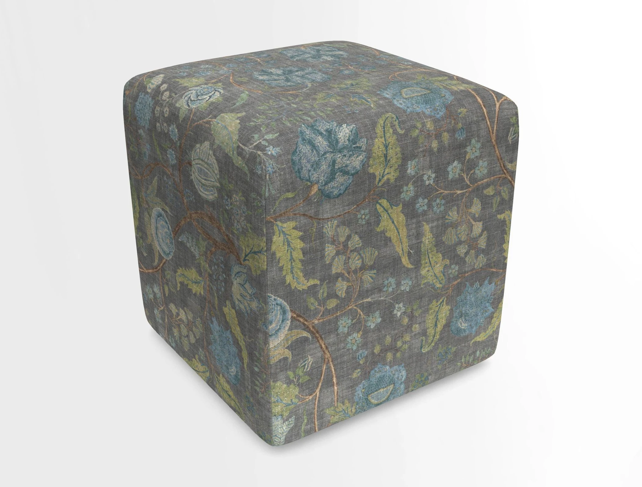 Cube Footstool in Peruvian homespun fabric