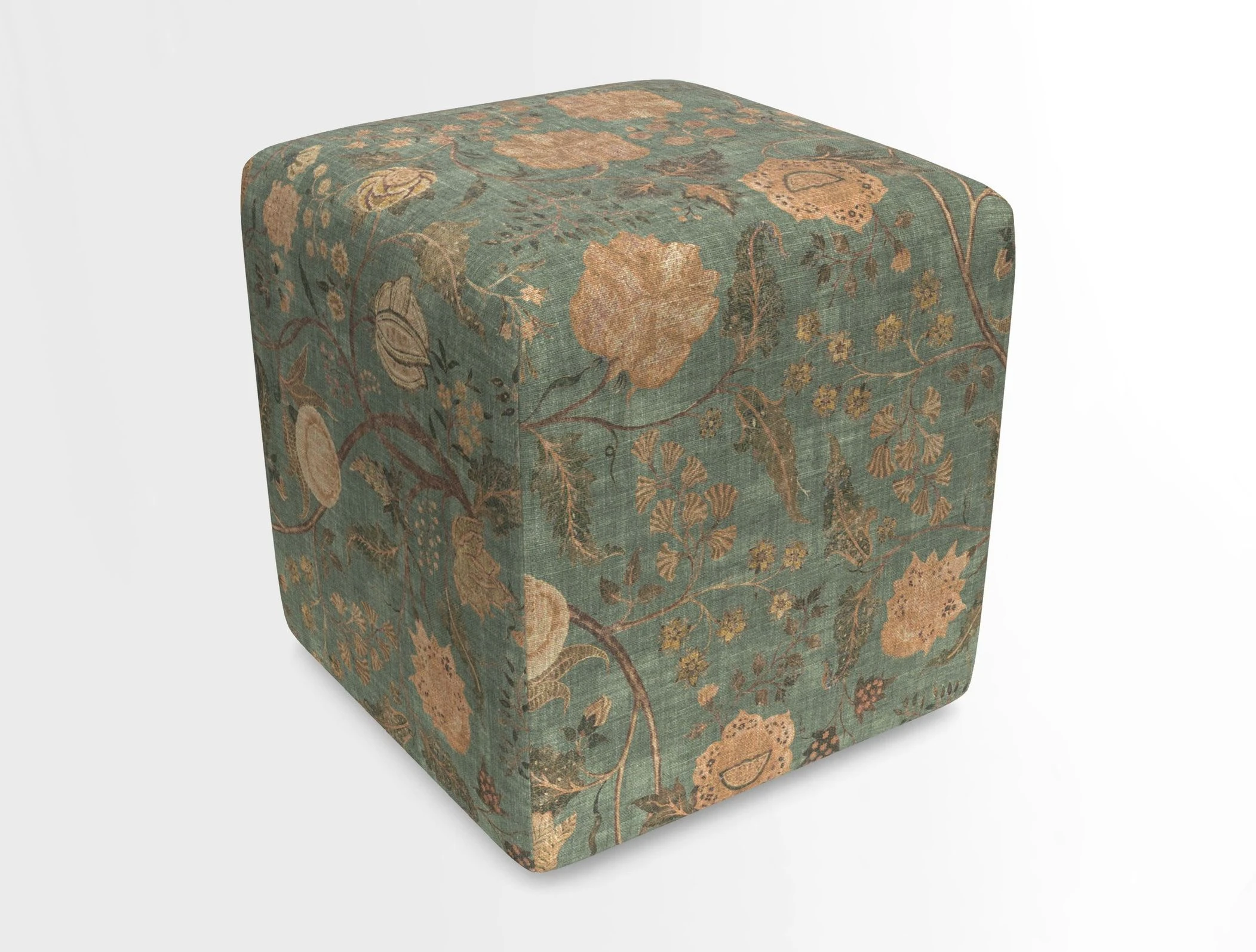 Cube Footstool in Peruvian homespun fabric