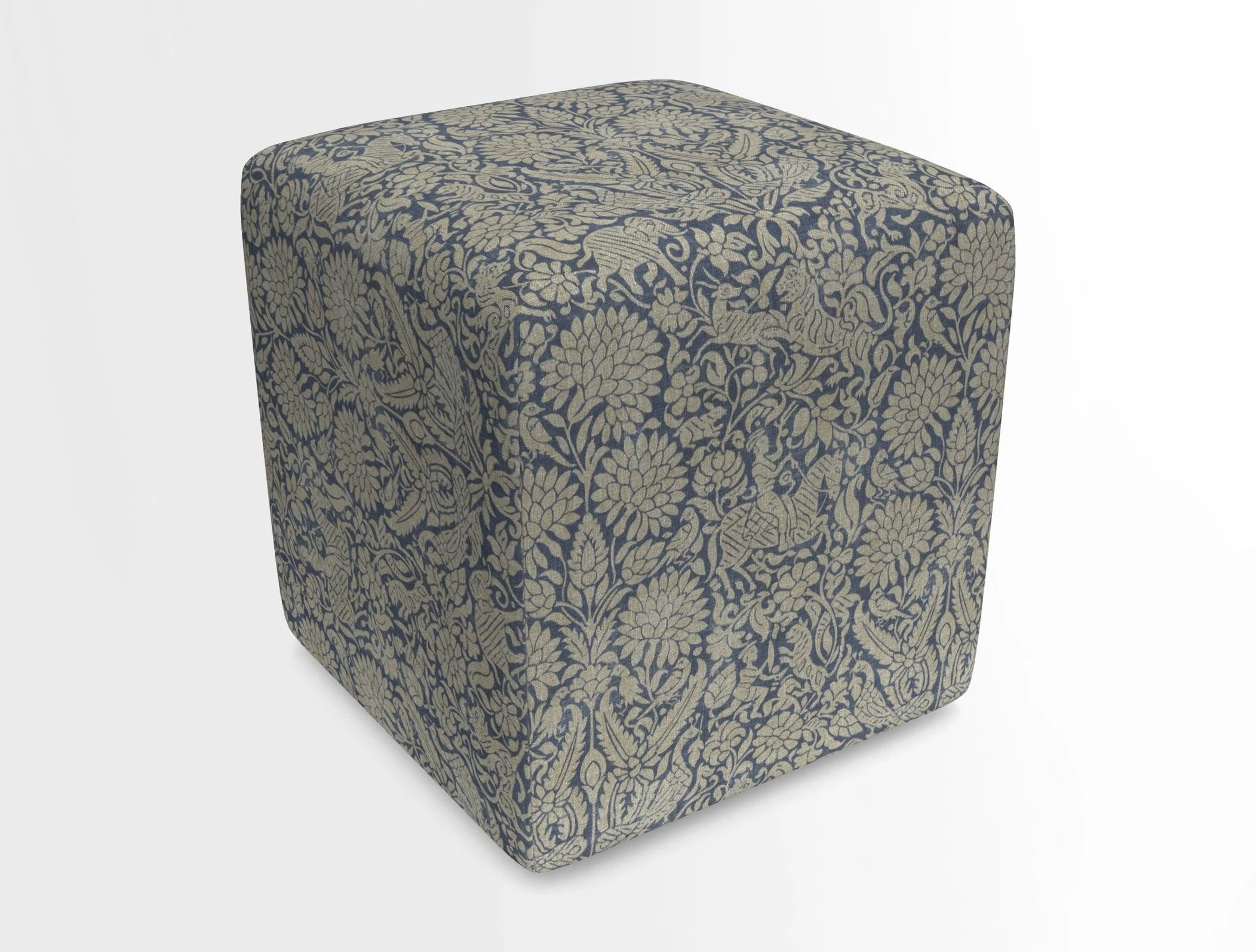 Cube Footstool in Peruvian homespun fabric