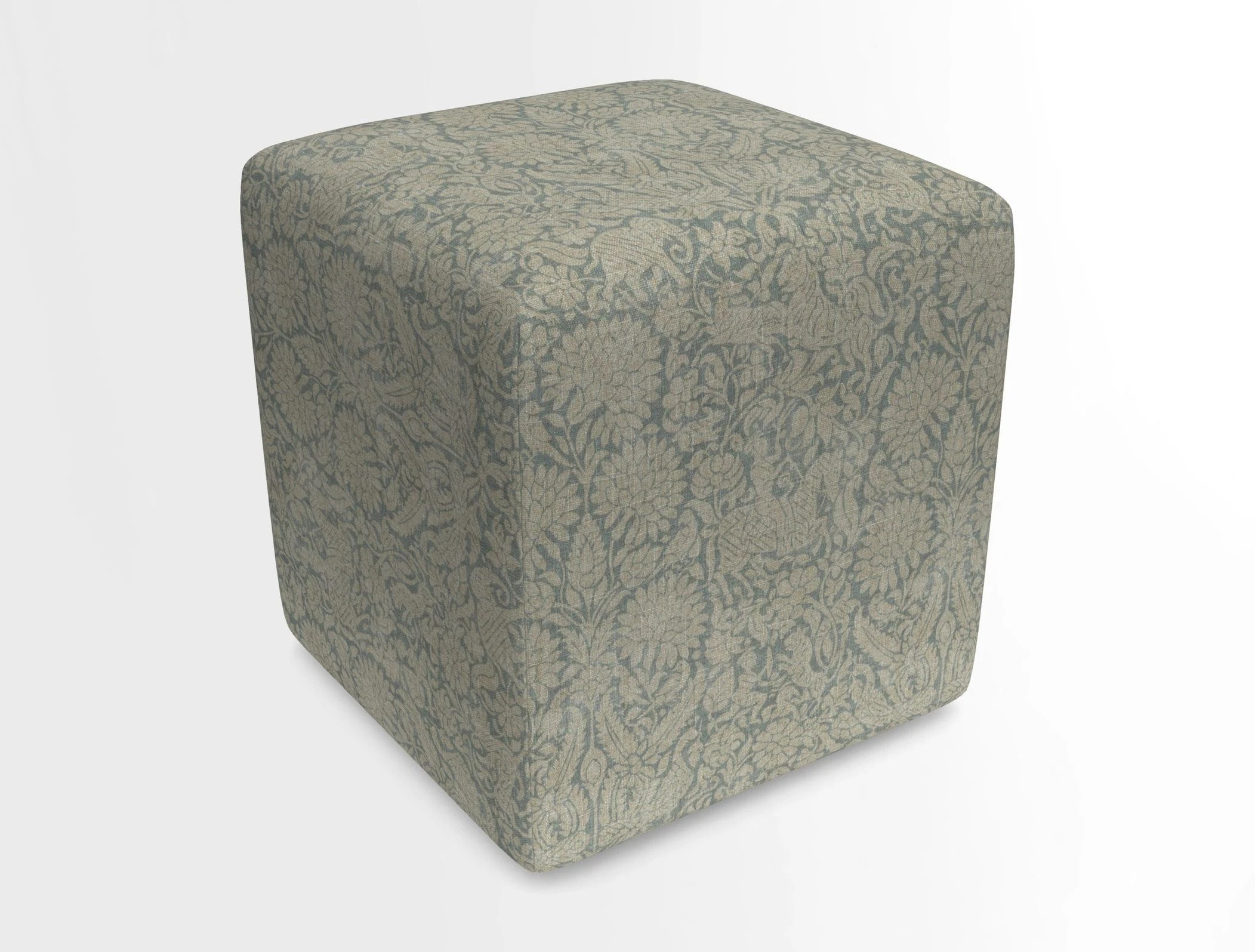 Cube Footstool in Peruvian homespun fabric