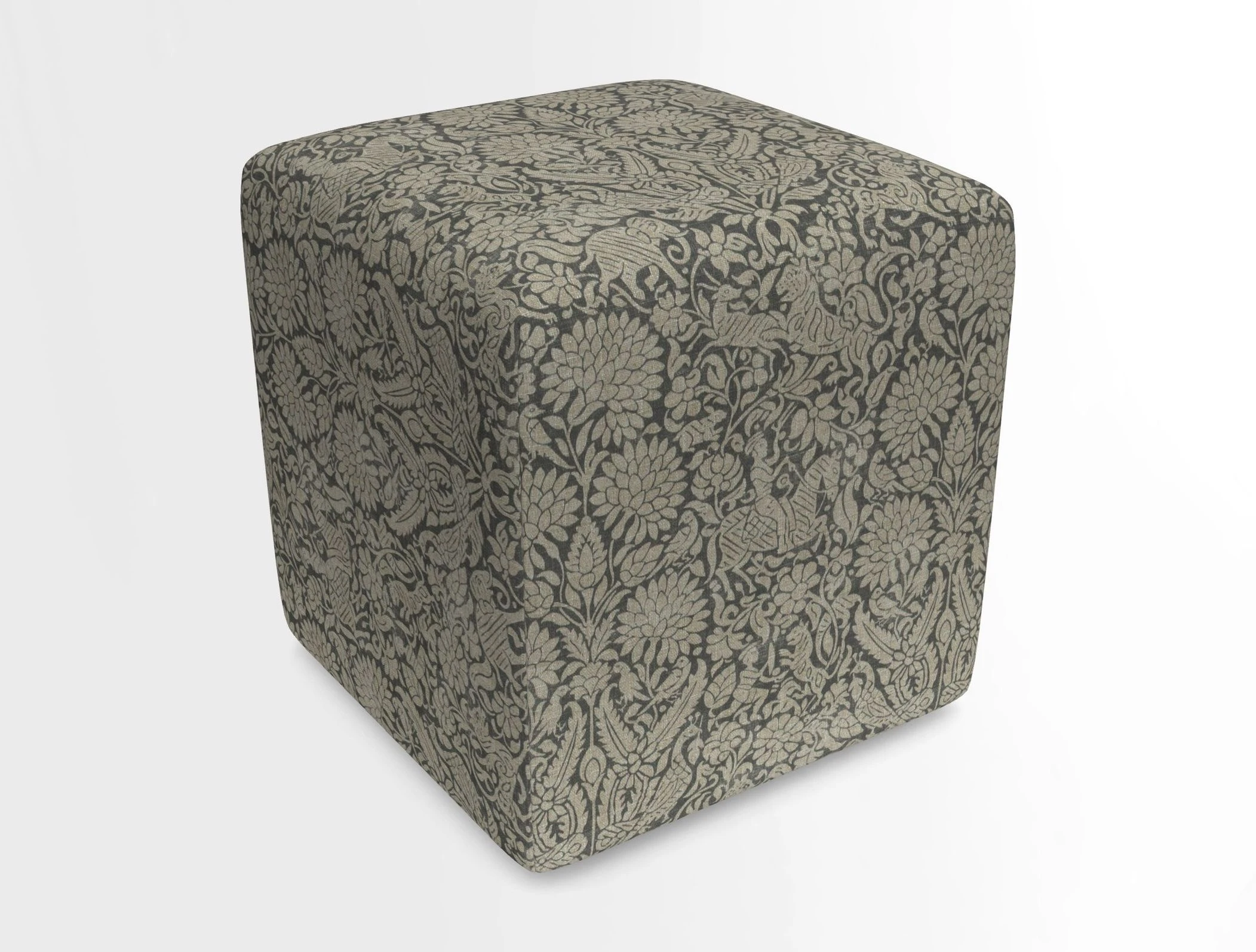 Cube Footstool in Peruvian homespun fabric