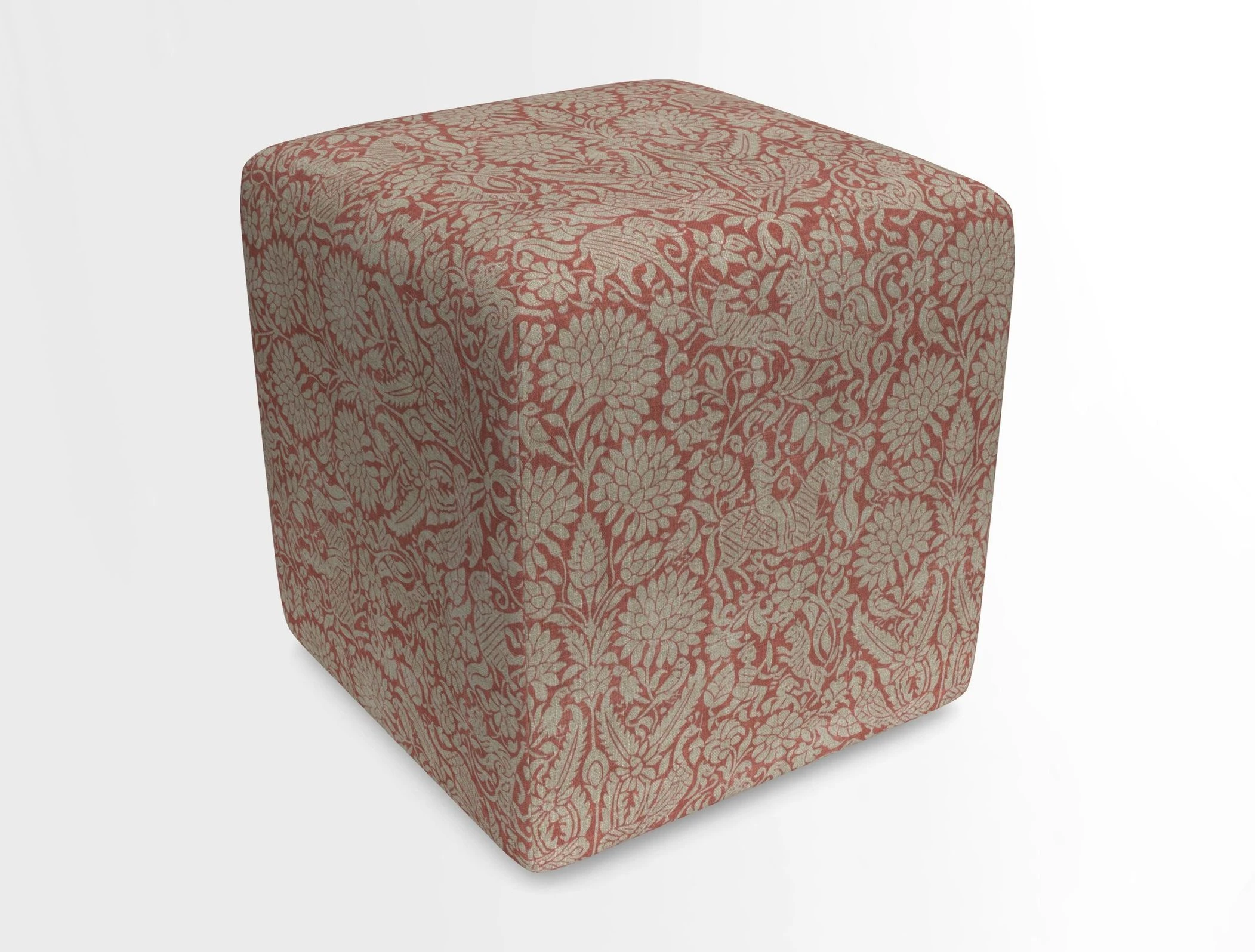 Cube Footstool in Peruvian homespun fabric