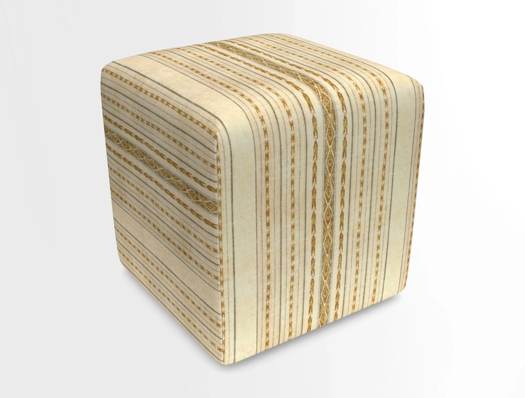 Cube Footstool in Peruvian homespun fabric