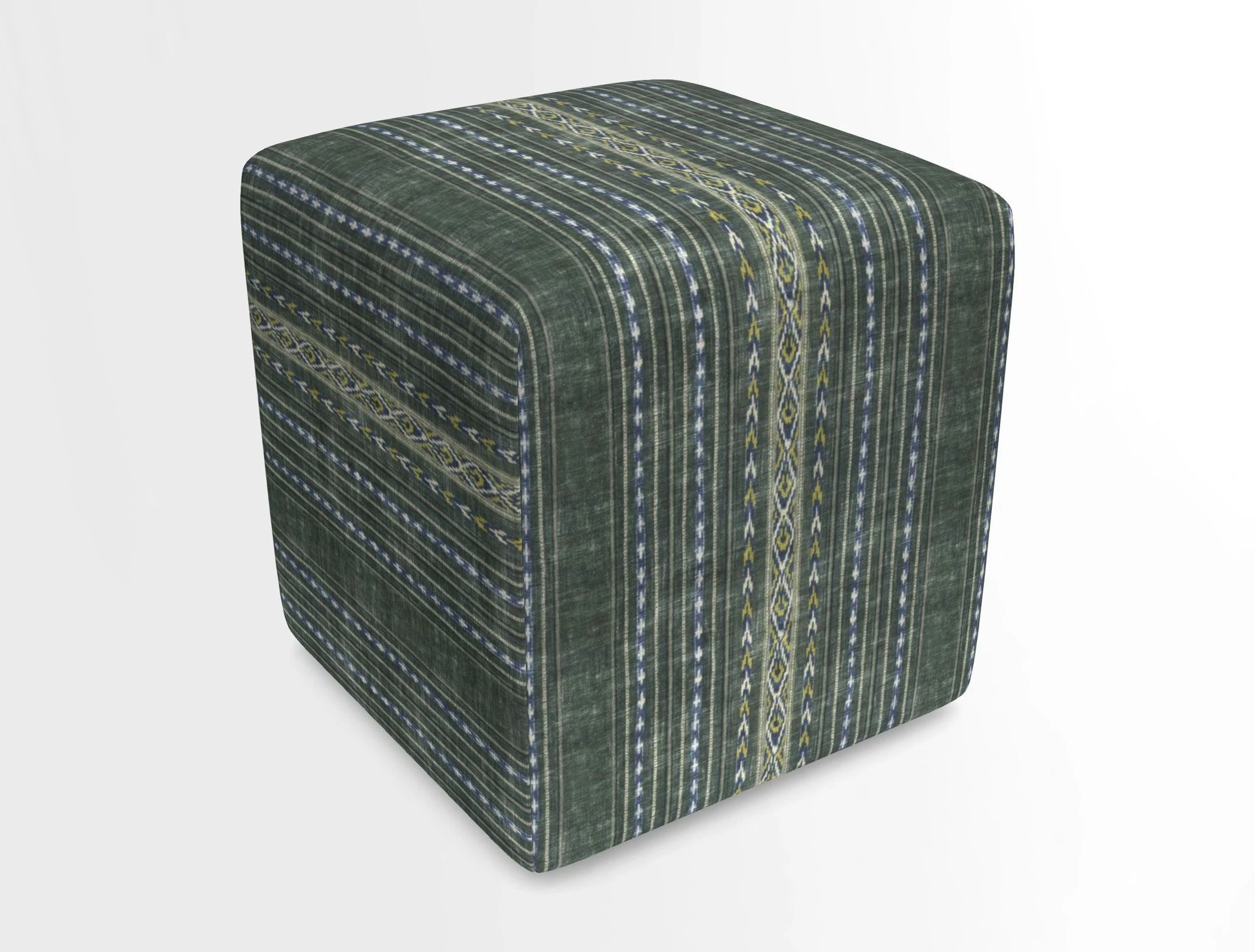 Cube Footstool in Peruvian homespun fabric