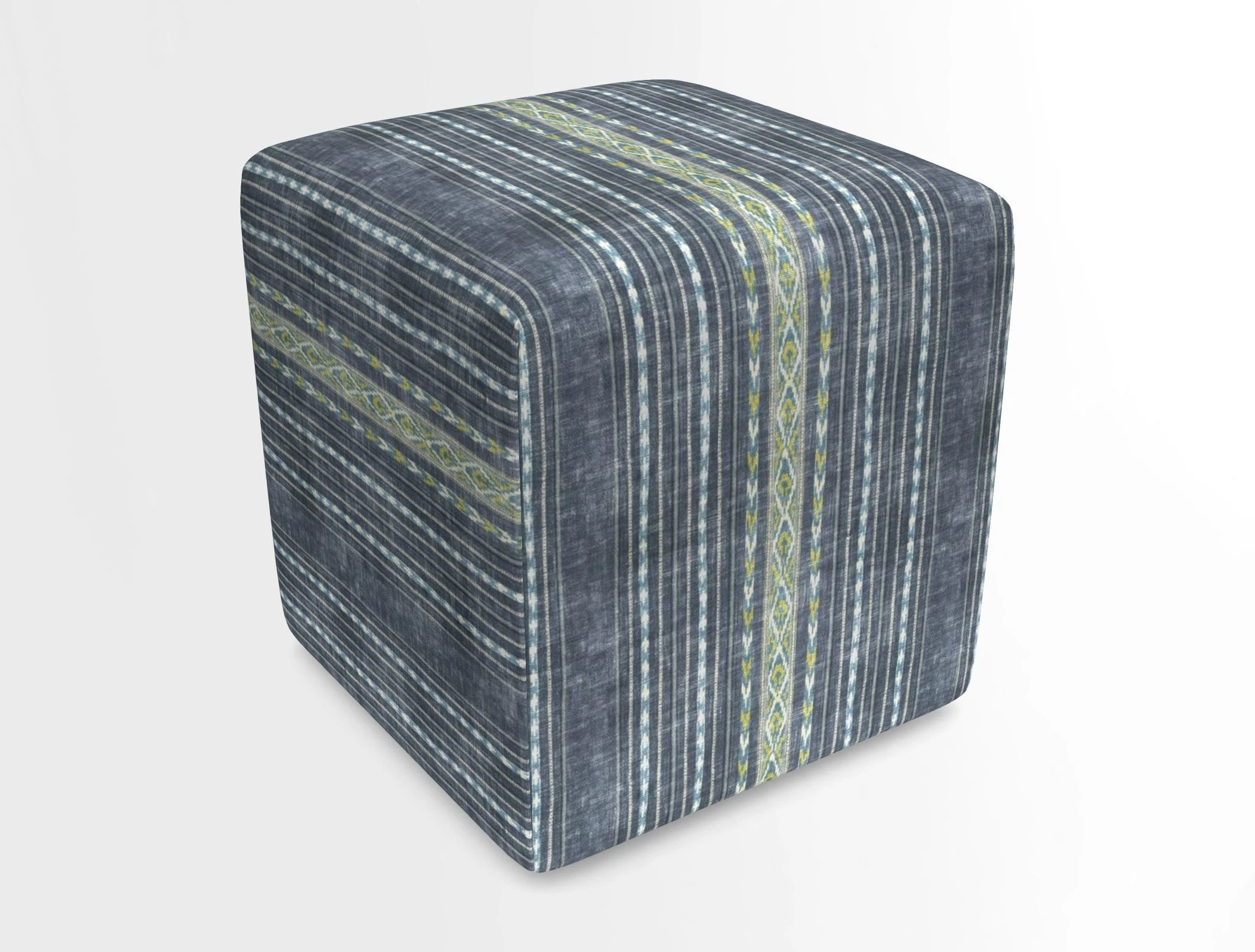 Cube Footstool in Peruvian homespun fabric