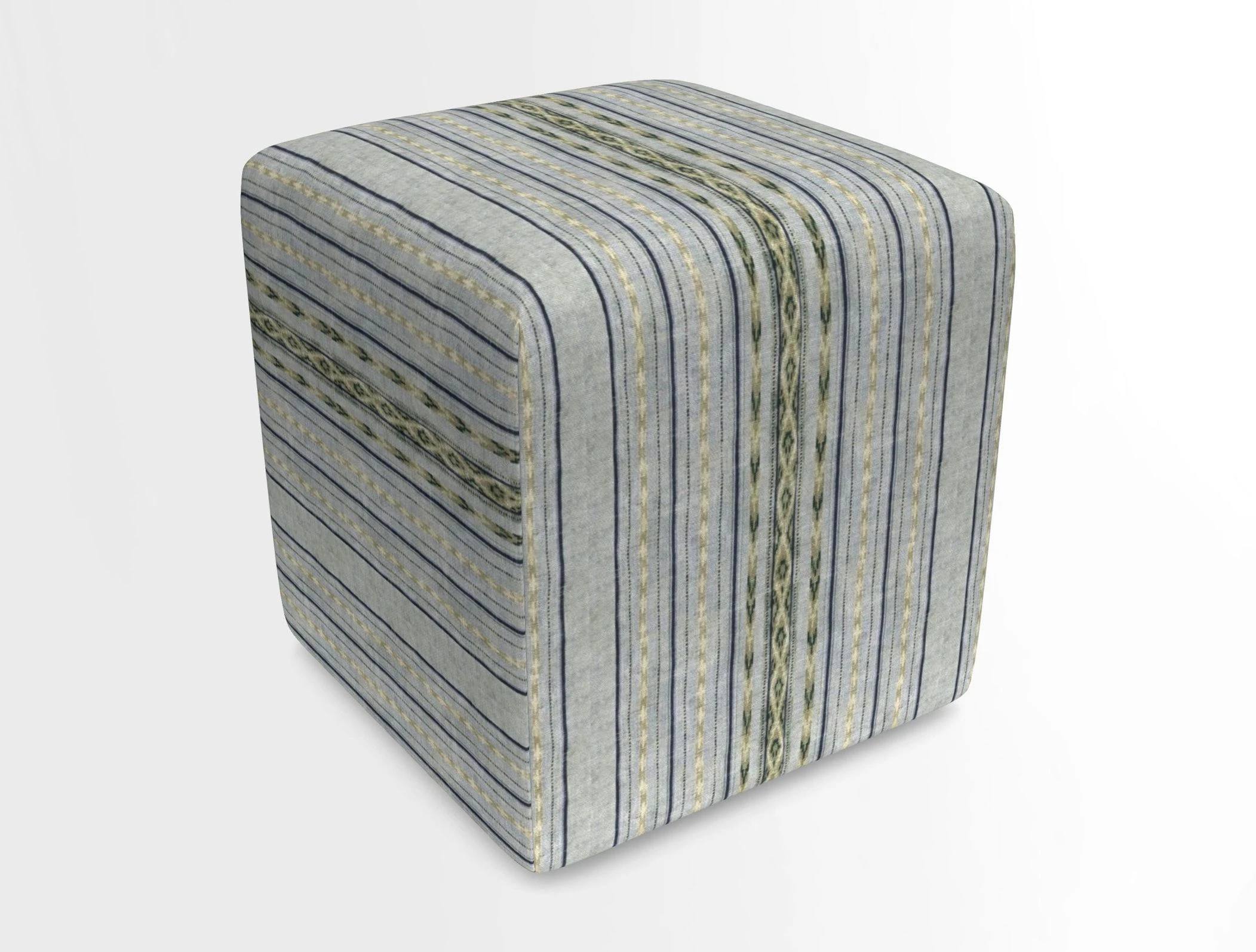 Cube Footstool in Peruvian homespun fabric