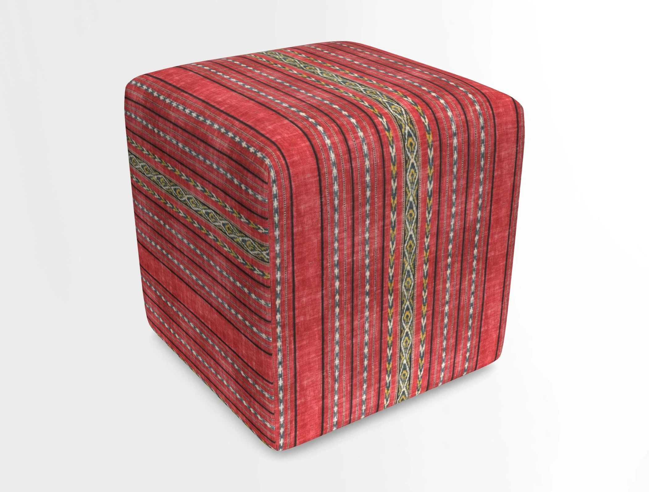 Cube Footstool in Peruvian homespun fabric