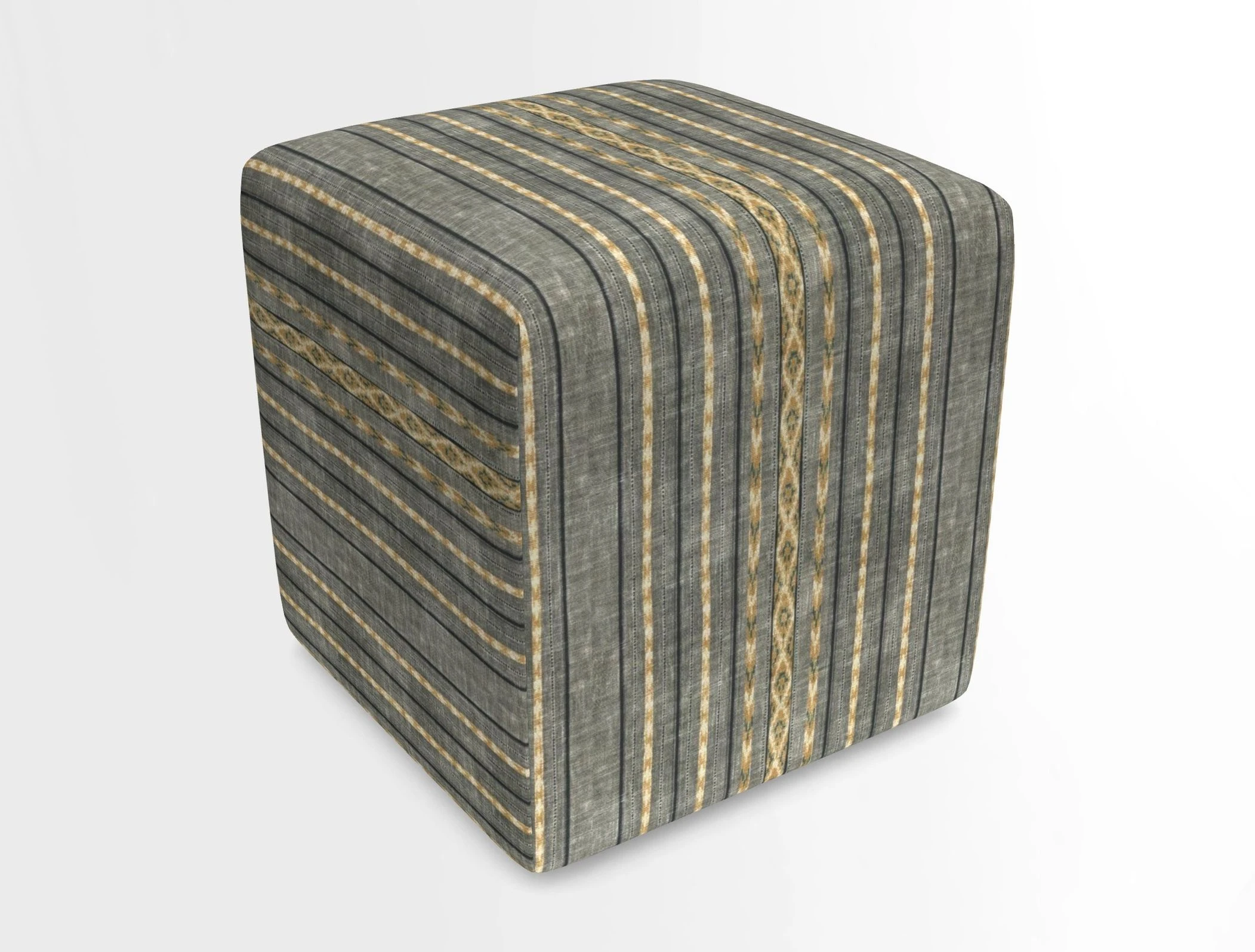 Cube Footstool in Peruvian homespun fabric