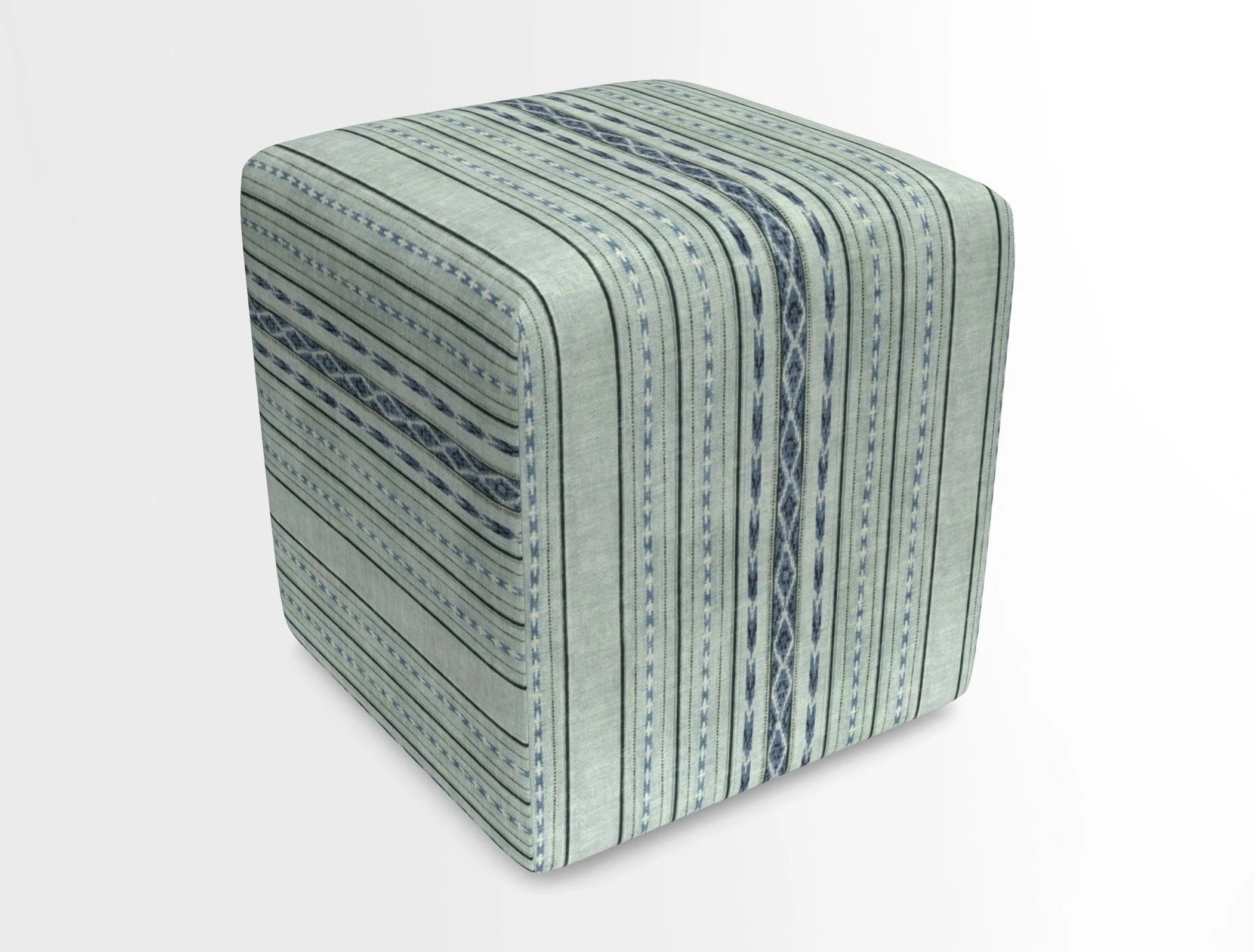 Cube Footstool in Peruvian homespun fabric