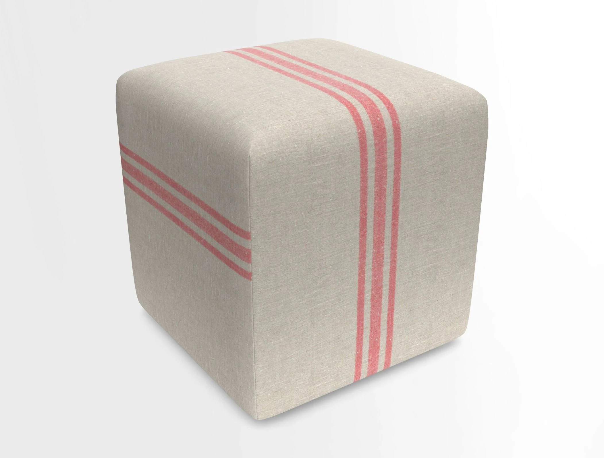 Cube Footstool in Peruvian homespun fabric