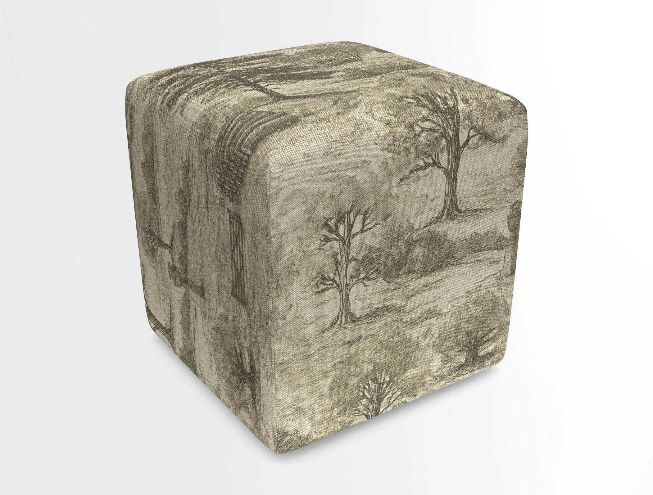 Cube Footstool in Peruvian homespun fabric