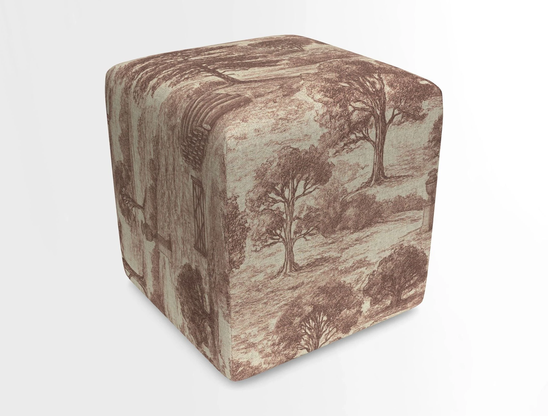 Cube Footstool in Peruvian homespun fabric