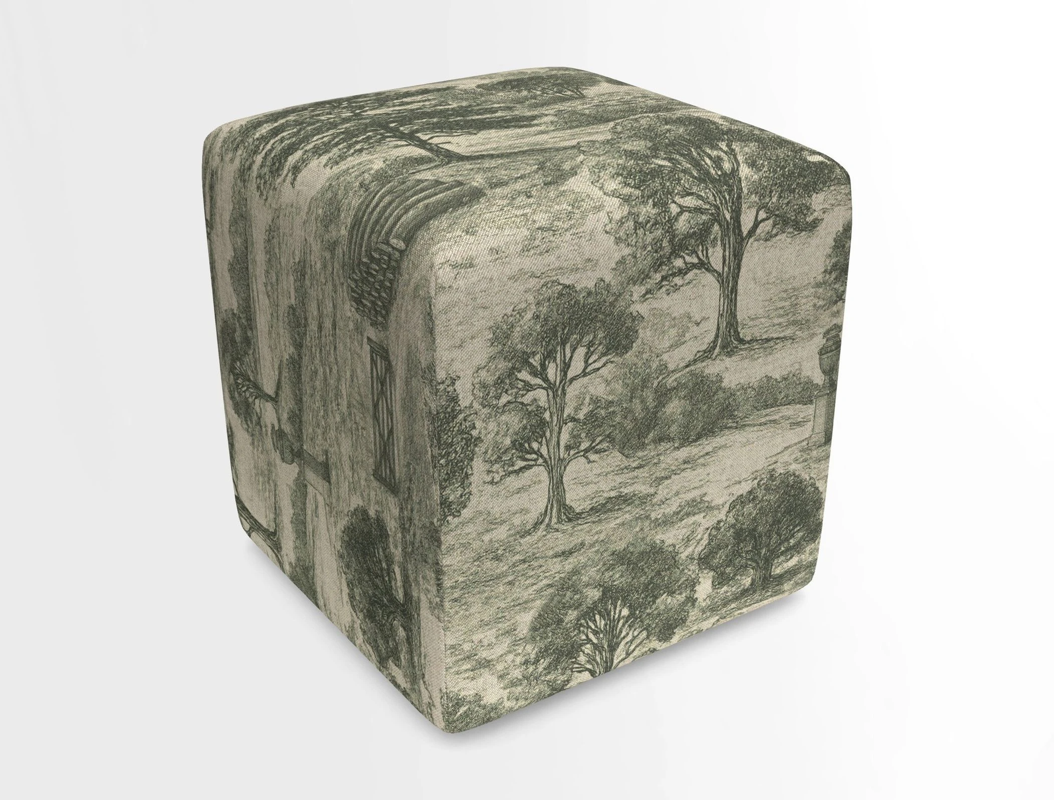 Cube Footstool in Peruvian homespun fabric