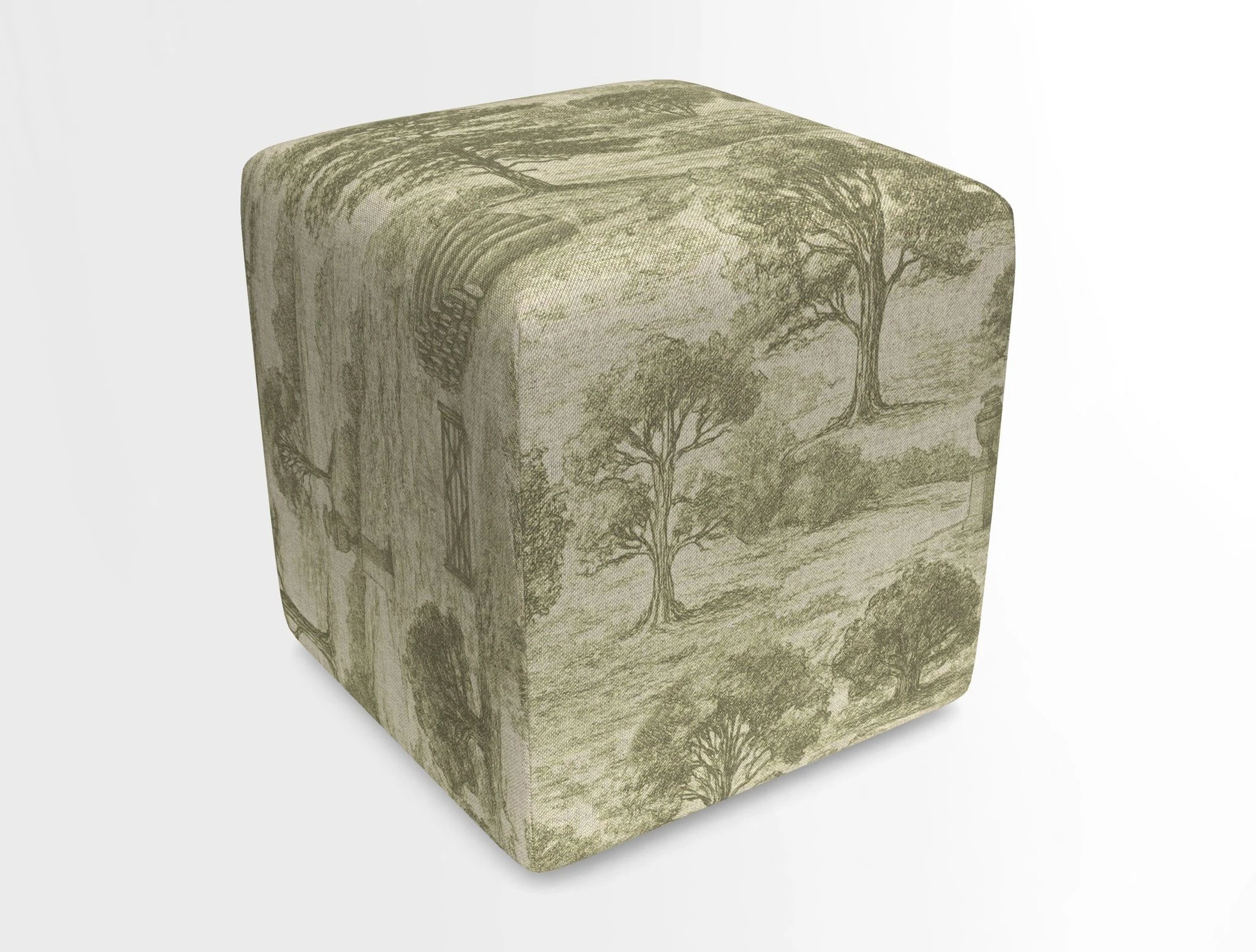 Cube Footstool in Peruvian homespun fabric
