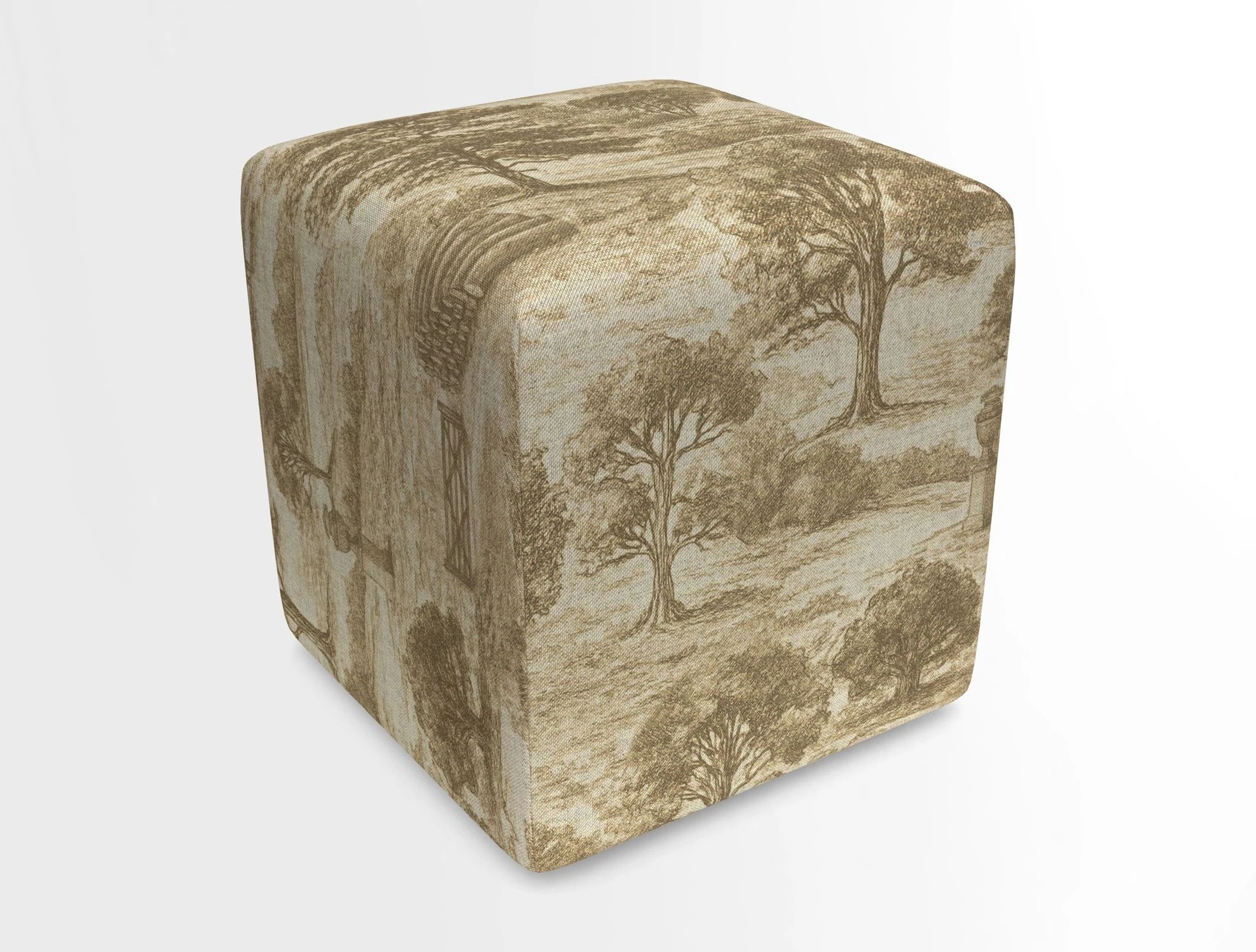 Cube Footstool in Peruvian homespun fabric