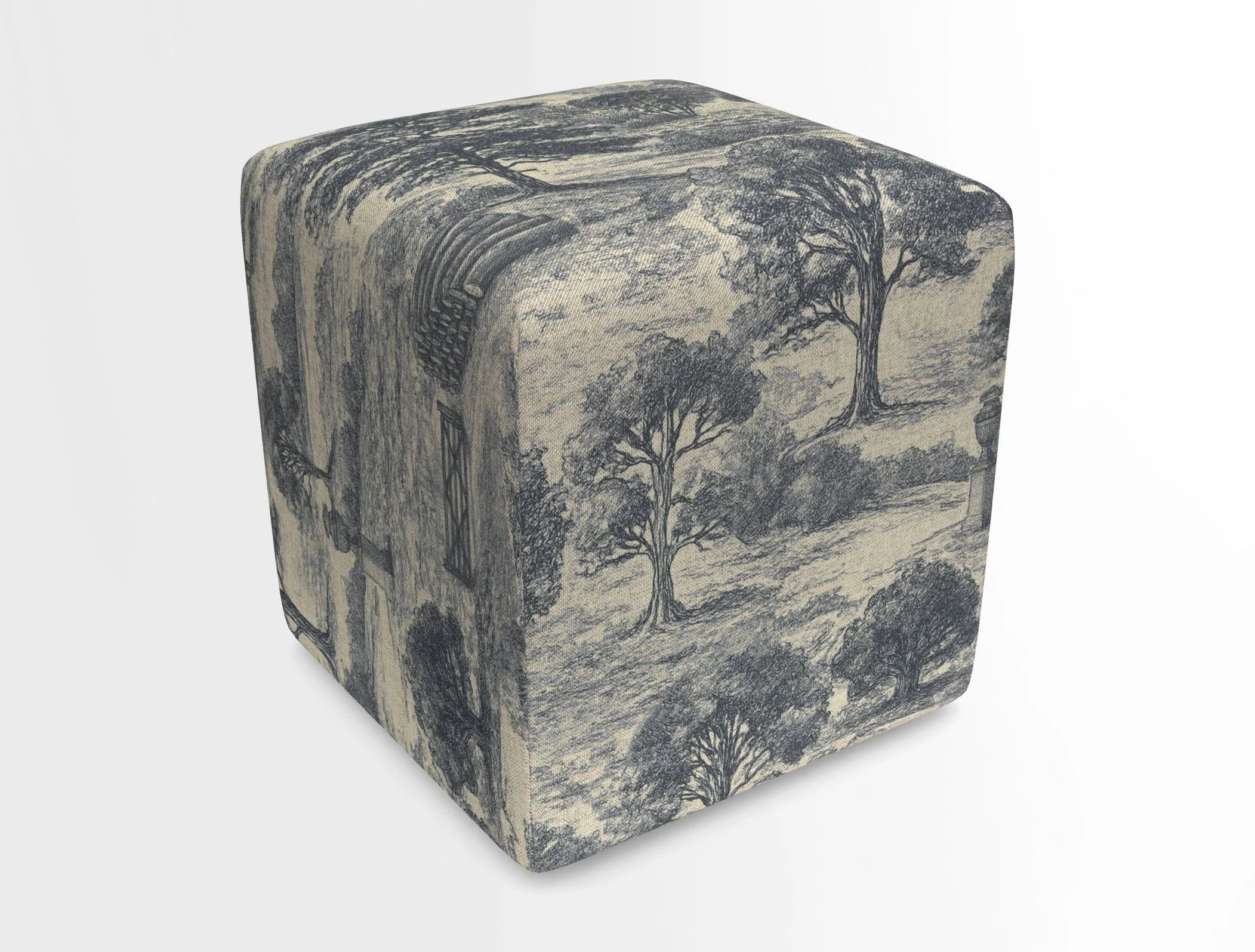 Cube Footstool in Peruvian homespun fabric