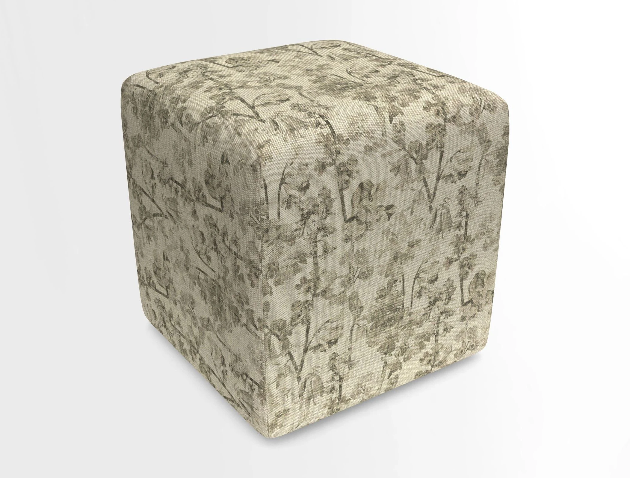 Cube Footstool in Peruvian homespun fabric