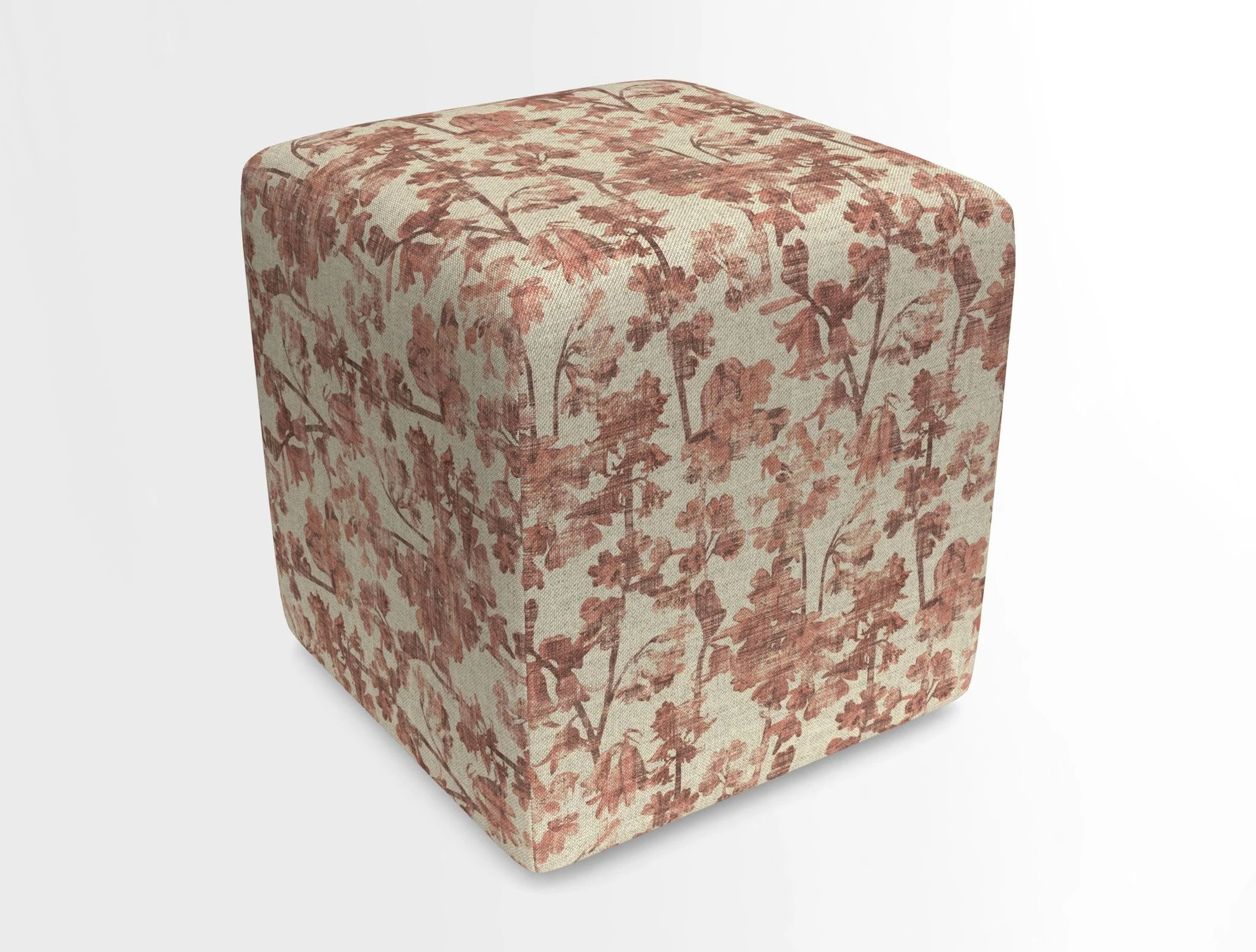 Cube Footstool in Peruvian homespun fabric