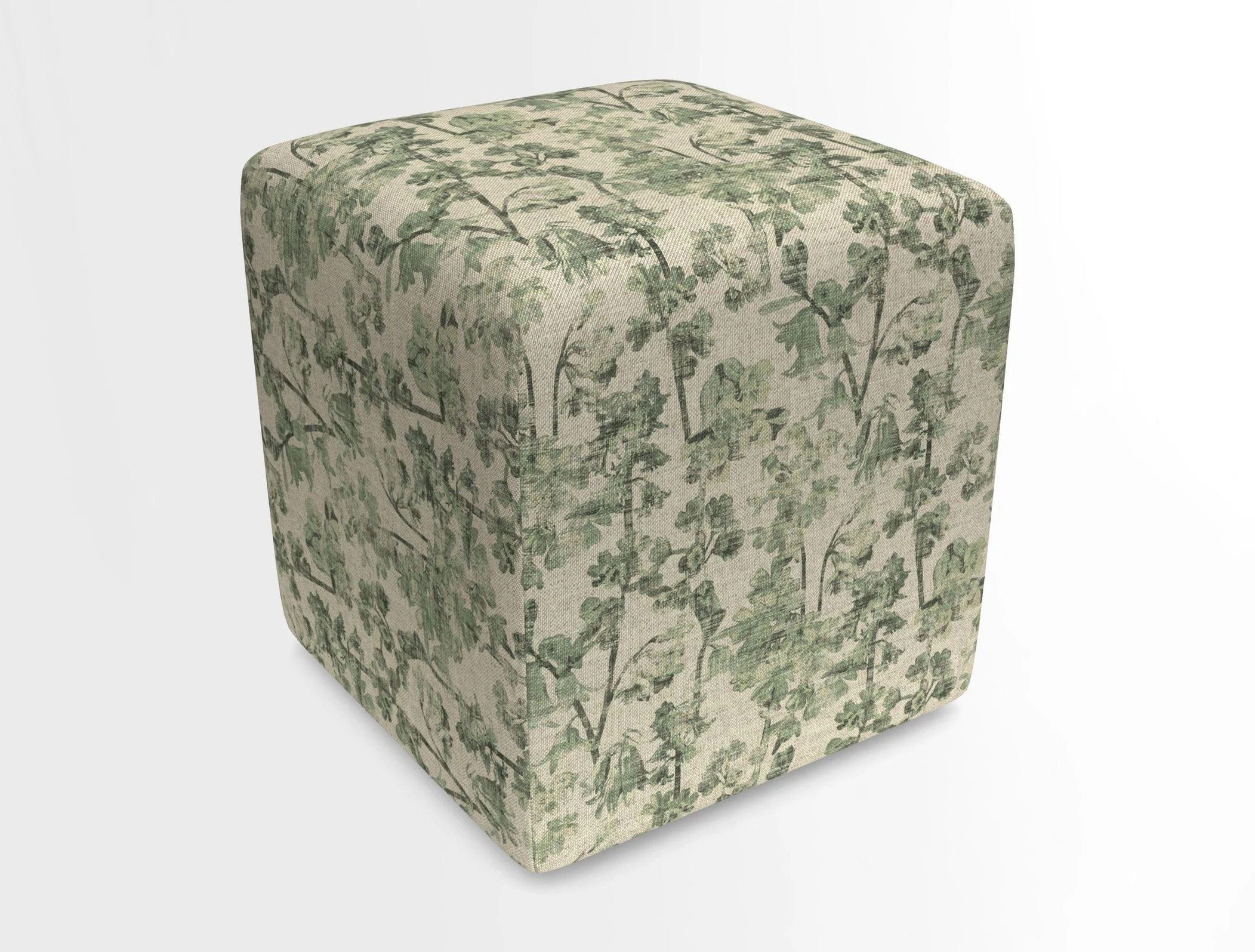 Cube Footstool in Peruvian homespun fabric