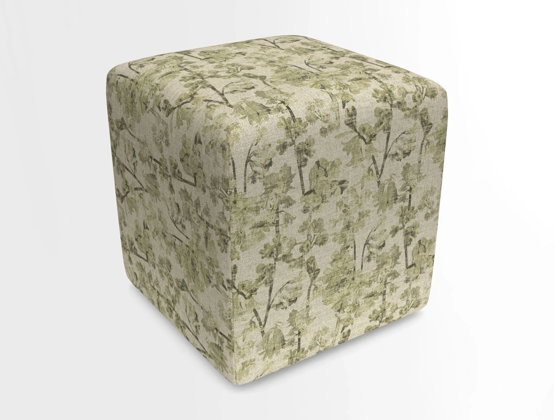 Cube Footstool in Peruvian homespun fabric