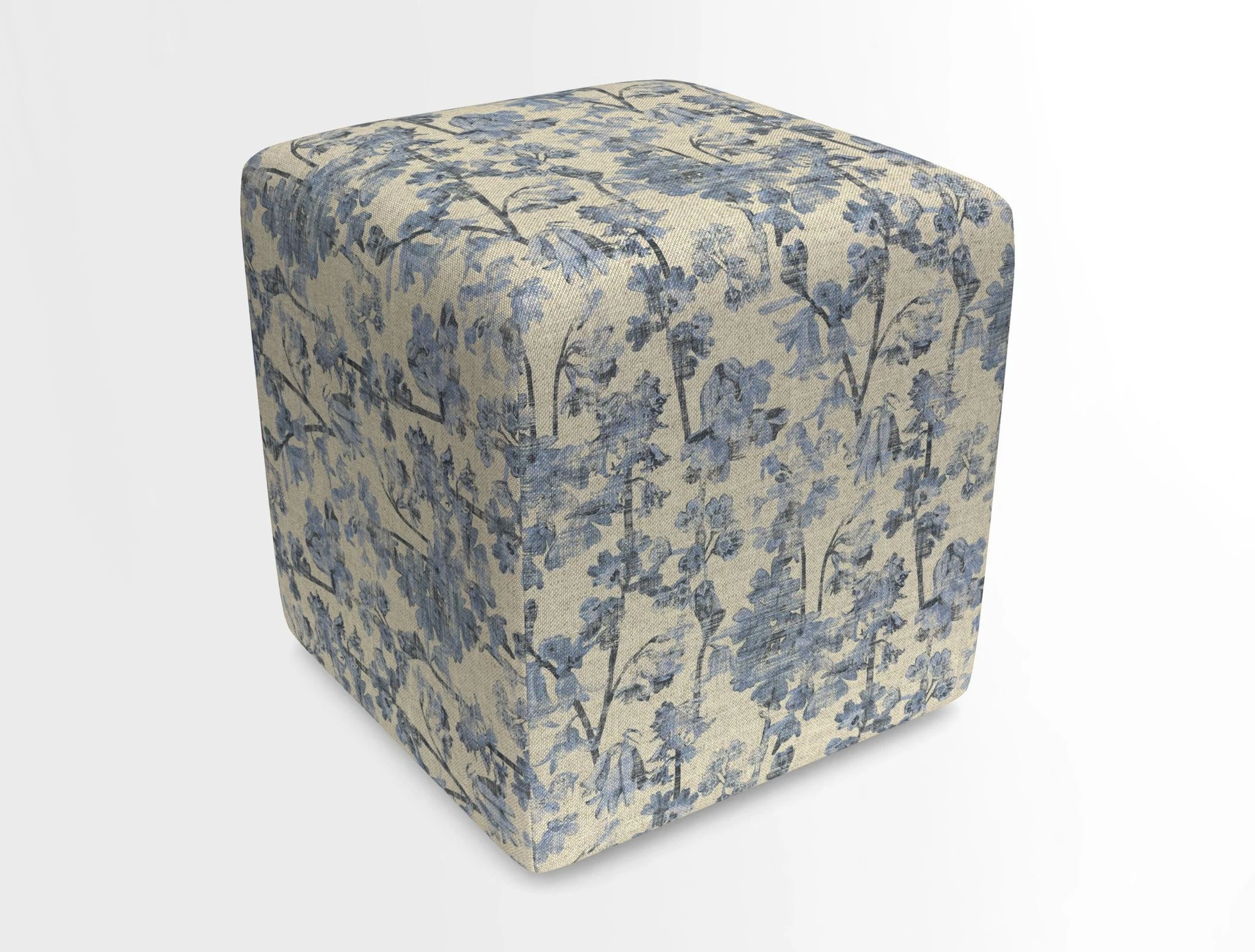 Cube Footstool in Peruvian homespun fabric