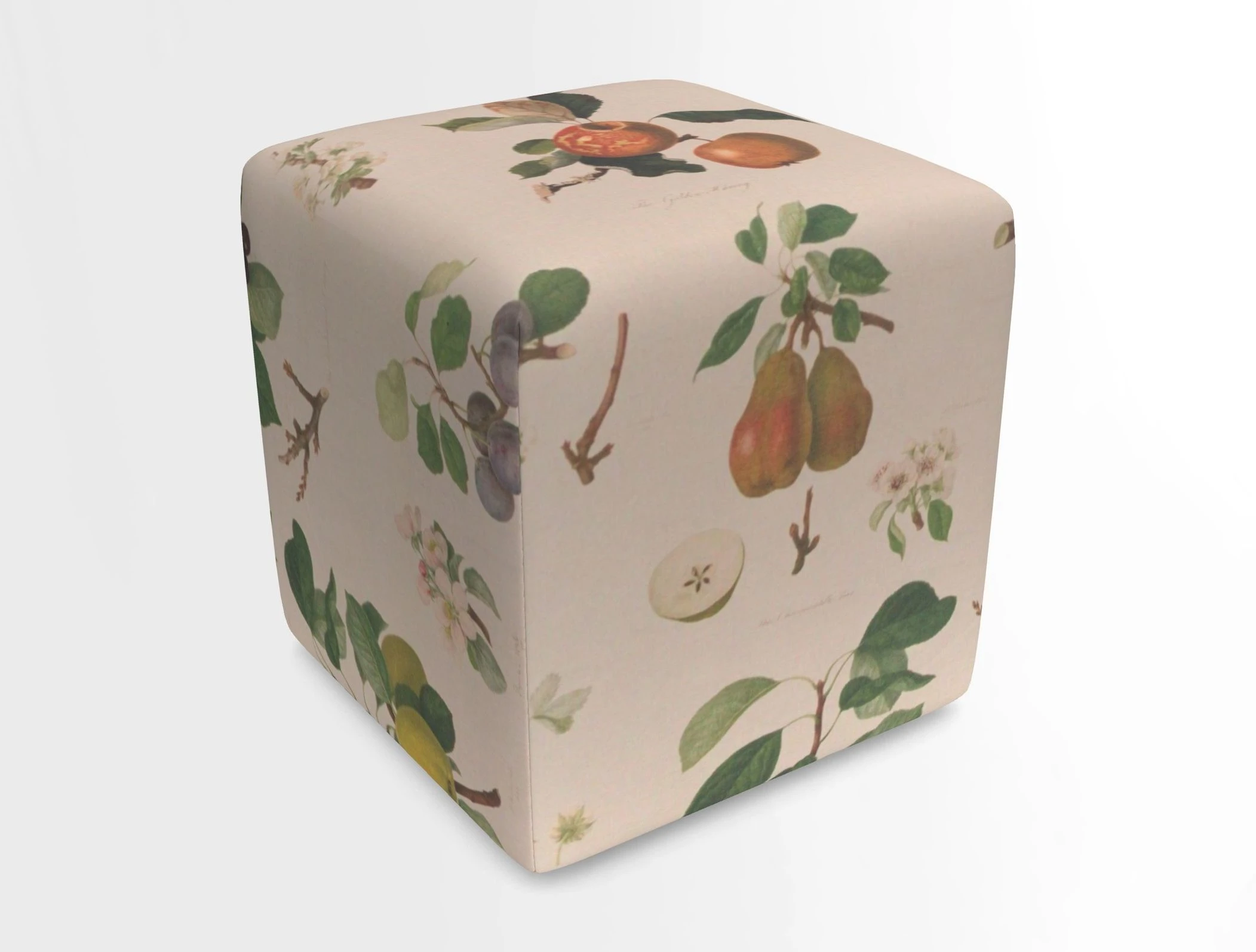 Cube Footstool in Peruvian homespun fabric