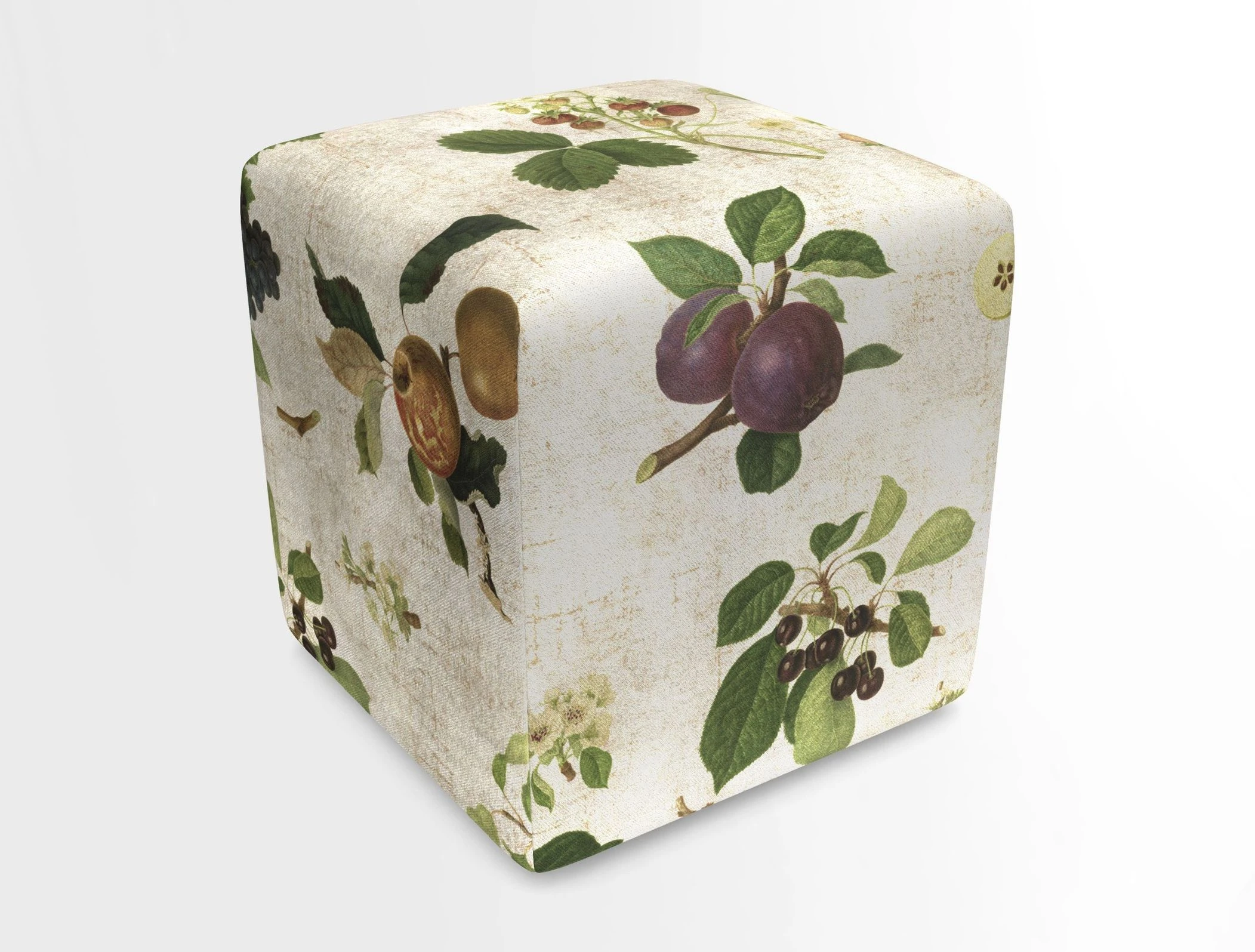 Cube Footstool in Peruvian homespun fabric