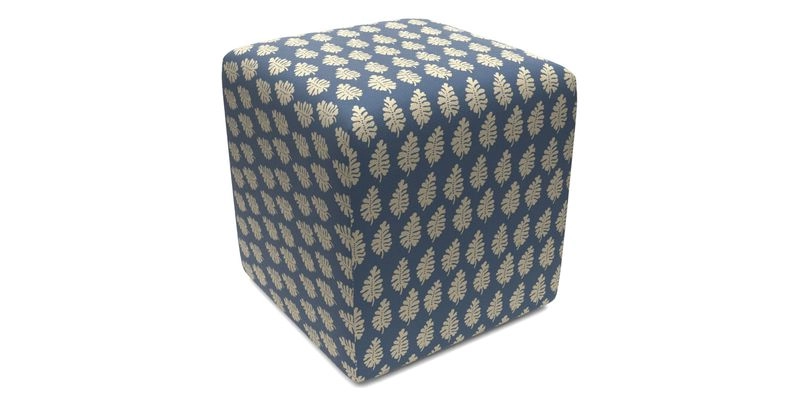 Cube Footstool in Peruvian homespun fabric