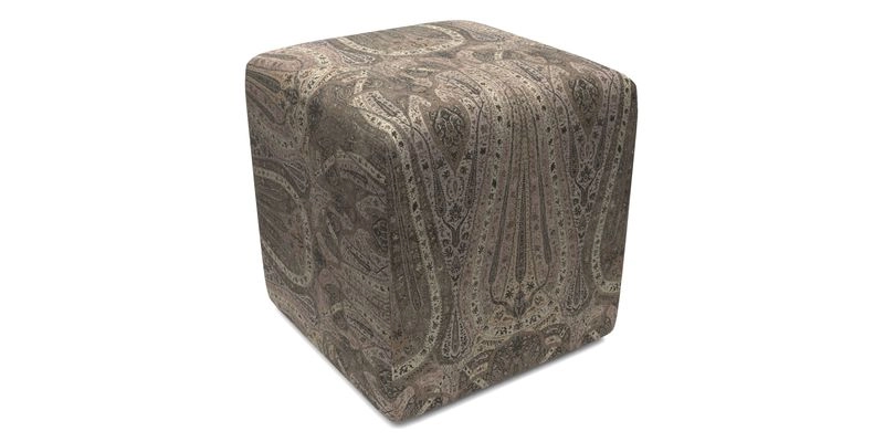 Cube Footstool in Peruvian homespun fabric