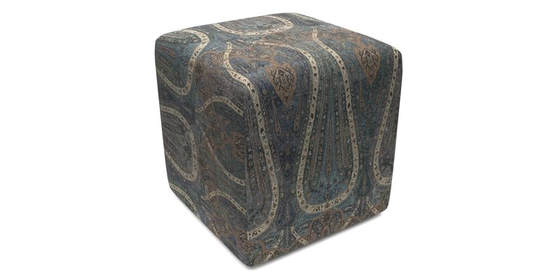 Cube Footstool in Peruvian homespun fabric