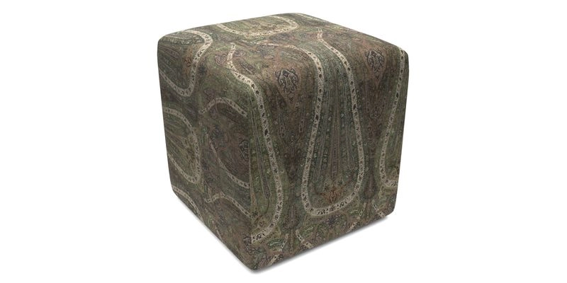 Cube Footstool in Peruvian homespun fabric