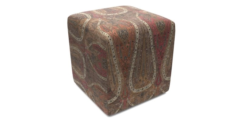 Cube Footstool in Peruvian homespun fabric