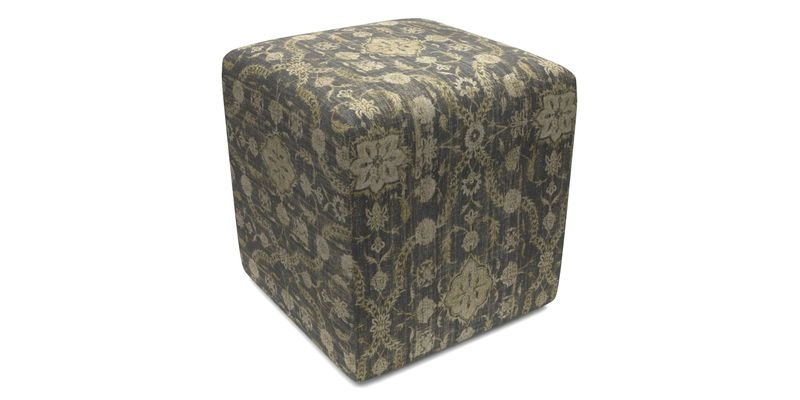 Cube Footstool in Peruvian homespun fabric