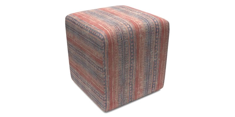 Cube Footstool in Peruvian homespun fabric