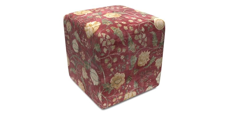 Cube Footstool in Peruvian homespun fabric